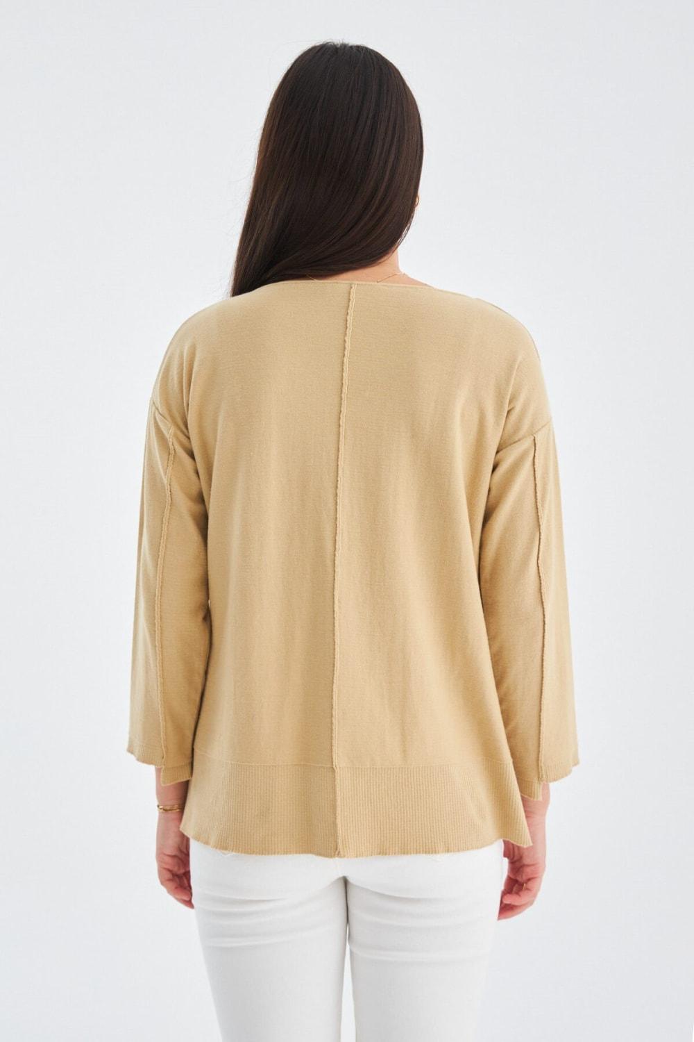 Peraluna-İnce V Yaka Kadın Triko Tunik-T-Shirts-7-Milagron.com