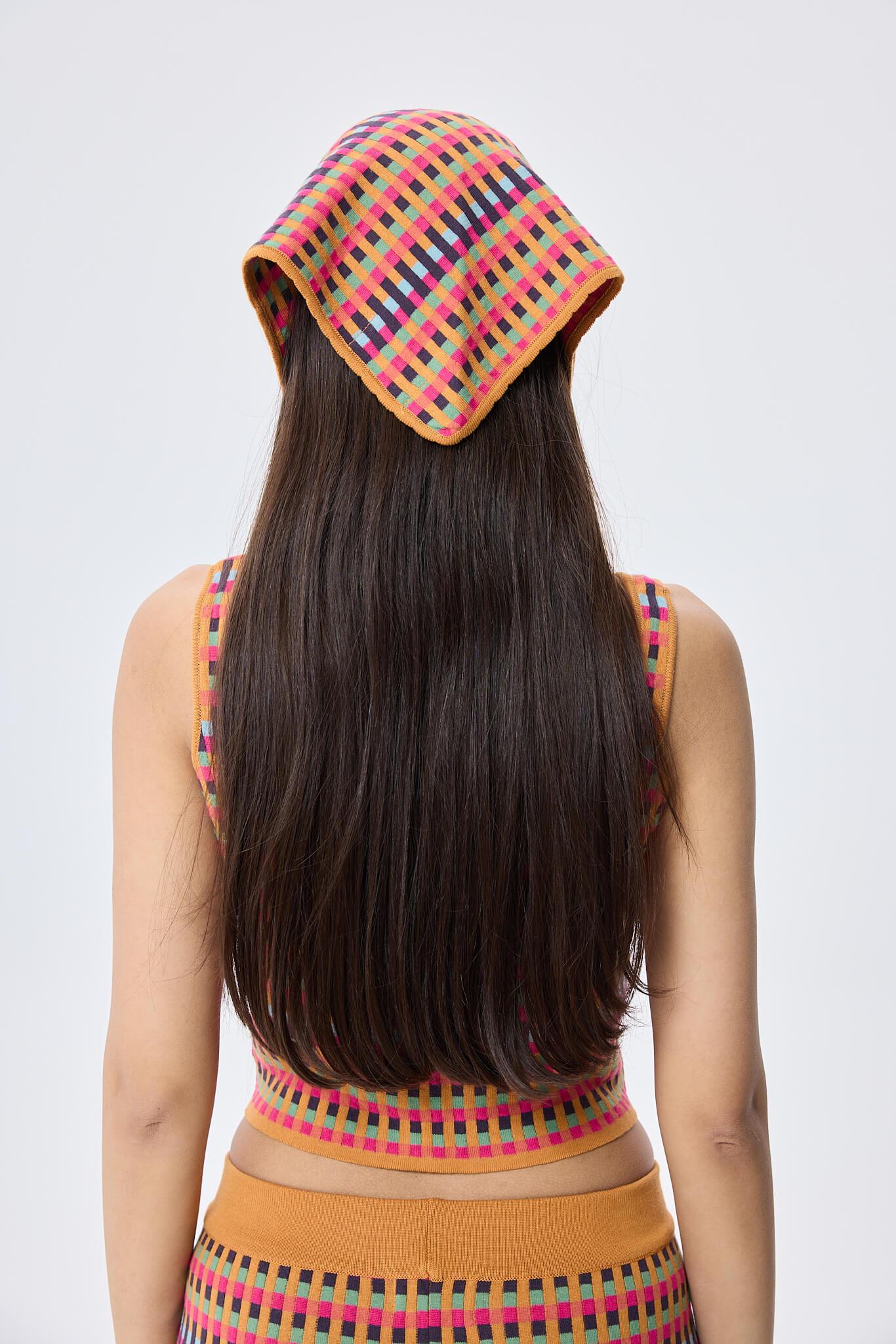 Peraluna-Isla, Jakarlı Organik Pamuk Triko Bandana Multi̇ Hardal-Eşarp-6-Milagron.com