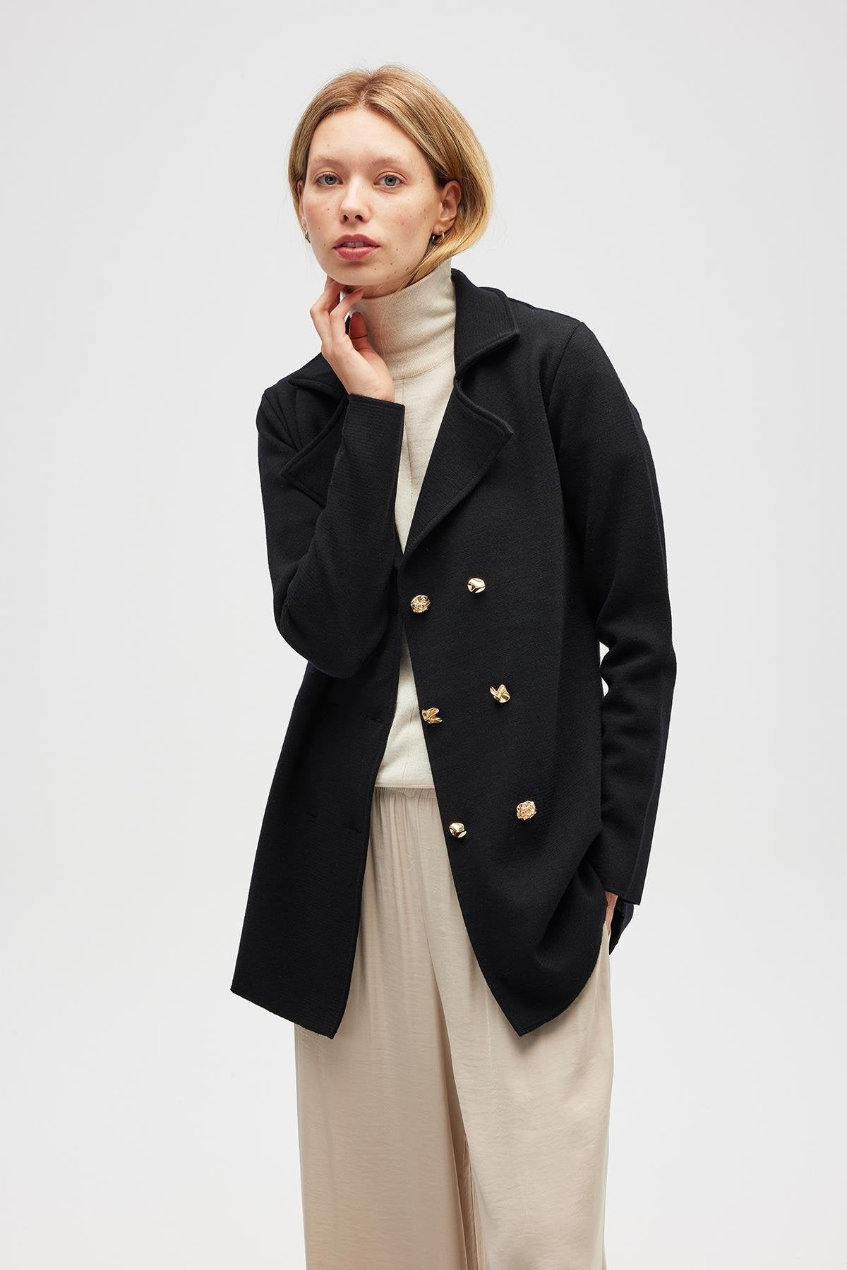Peraluna-Jisha, Kadın örme Triko Blazer Ceket Siyah-Ceket-4-Milagron.com