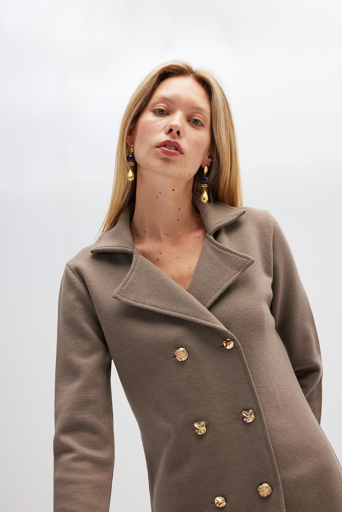 Peraluna-Jisha, Kadın örme Triko Blazer Ceket Vizon-Ceket-6-Milagron.com
