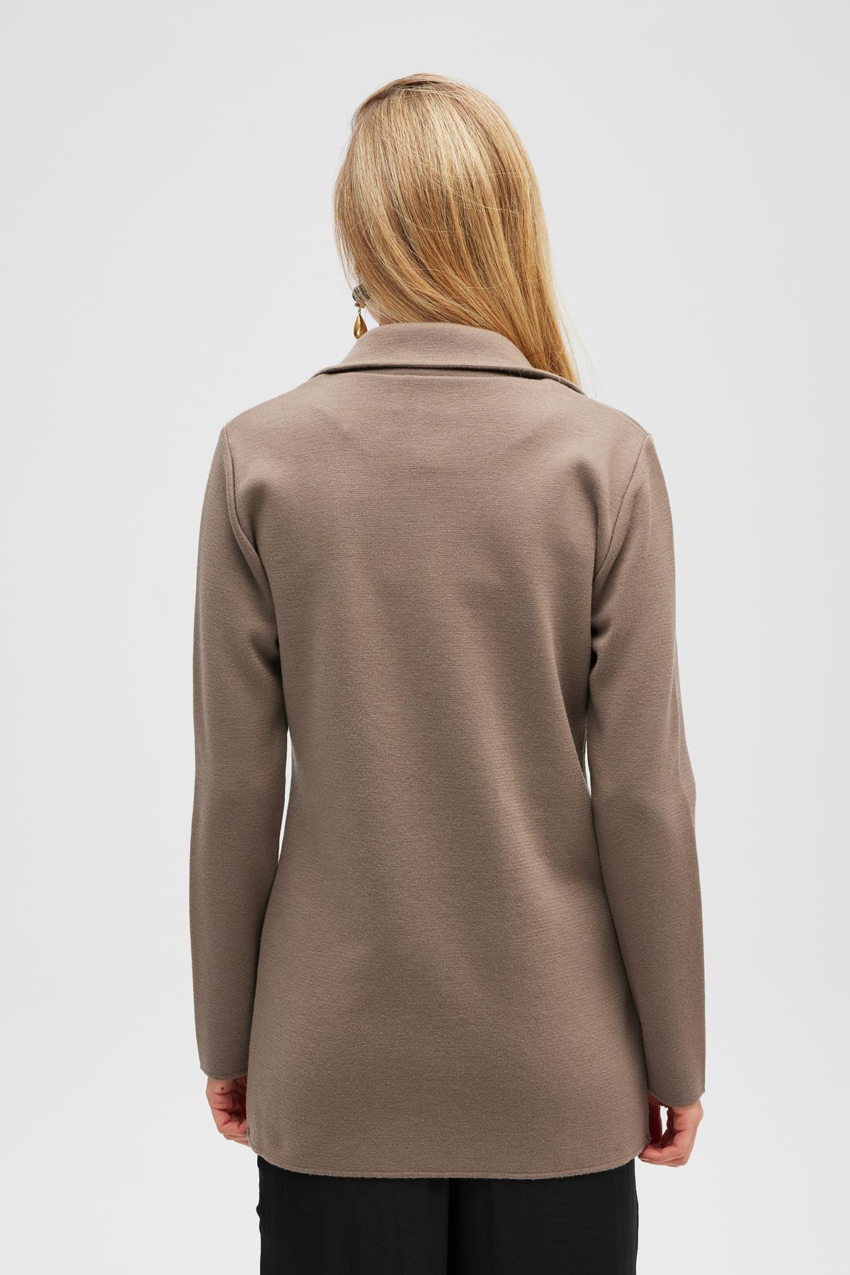 Peraluna-Jisha, Kadın örme Triko Blazer Ceket Vizon-Ceket-7-Milagron.com