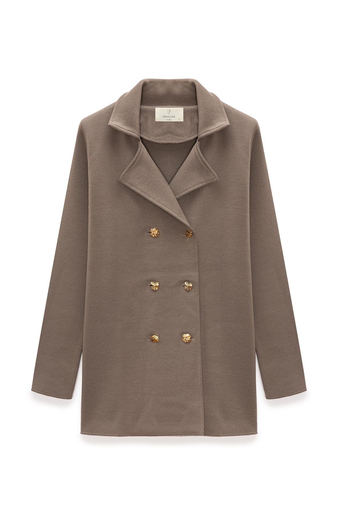 Peraluna-Jisha, Kadın örme Triko Blazer Ceket Vizon-Ceket-8-Milagron.com