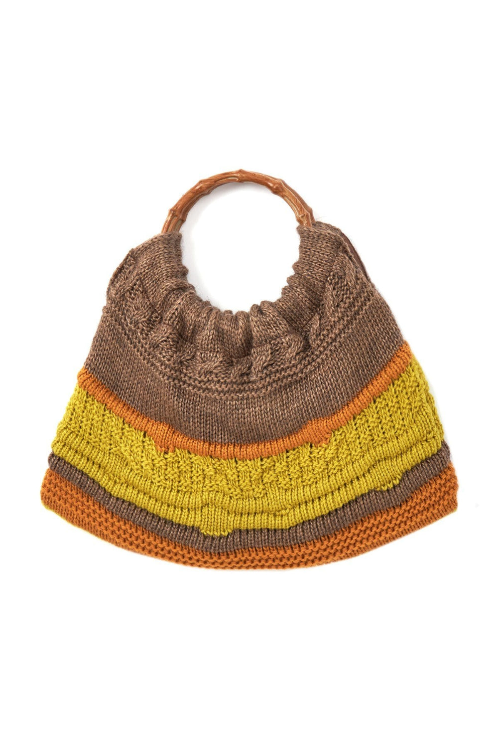 Peraluna-Joi̇ Bag Yuvarlak Saplı Yazlık Kadın Triko Çanta Kahve Melanj-El Çantası-1-Milagron.com