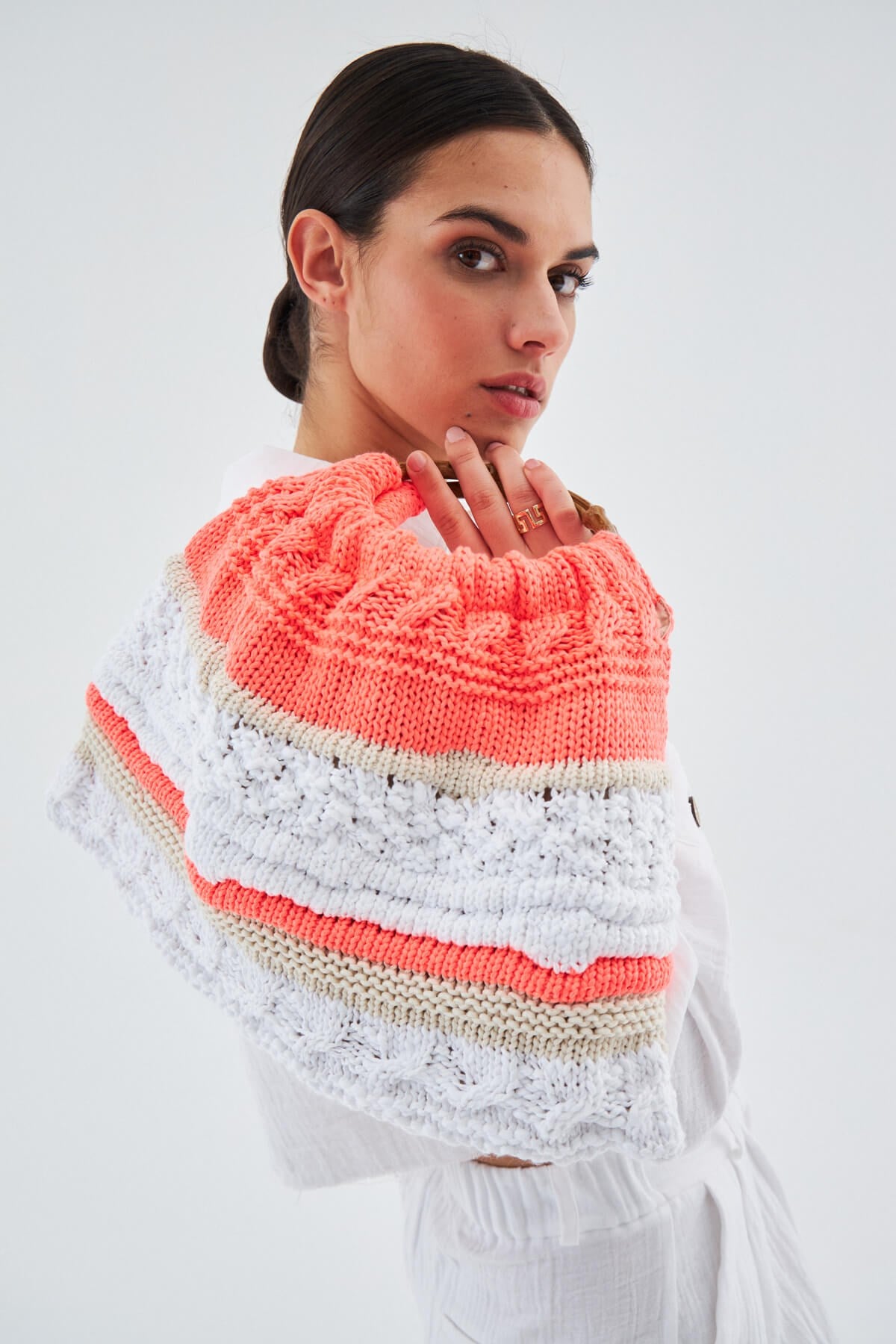 Peraluna-Joi̇ Bag Yuvarlak Saplı Yazlık Kadın Triko Çanta Neon Turuncu-El Çantası-4-Milagron.com