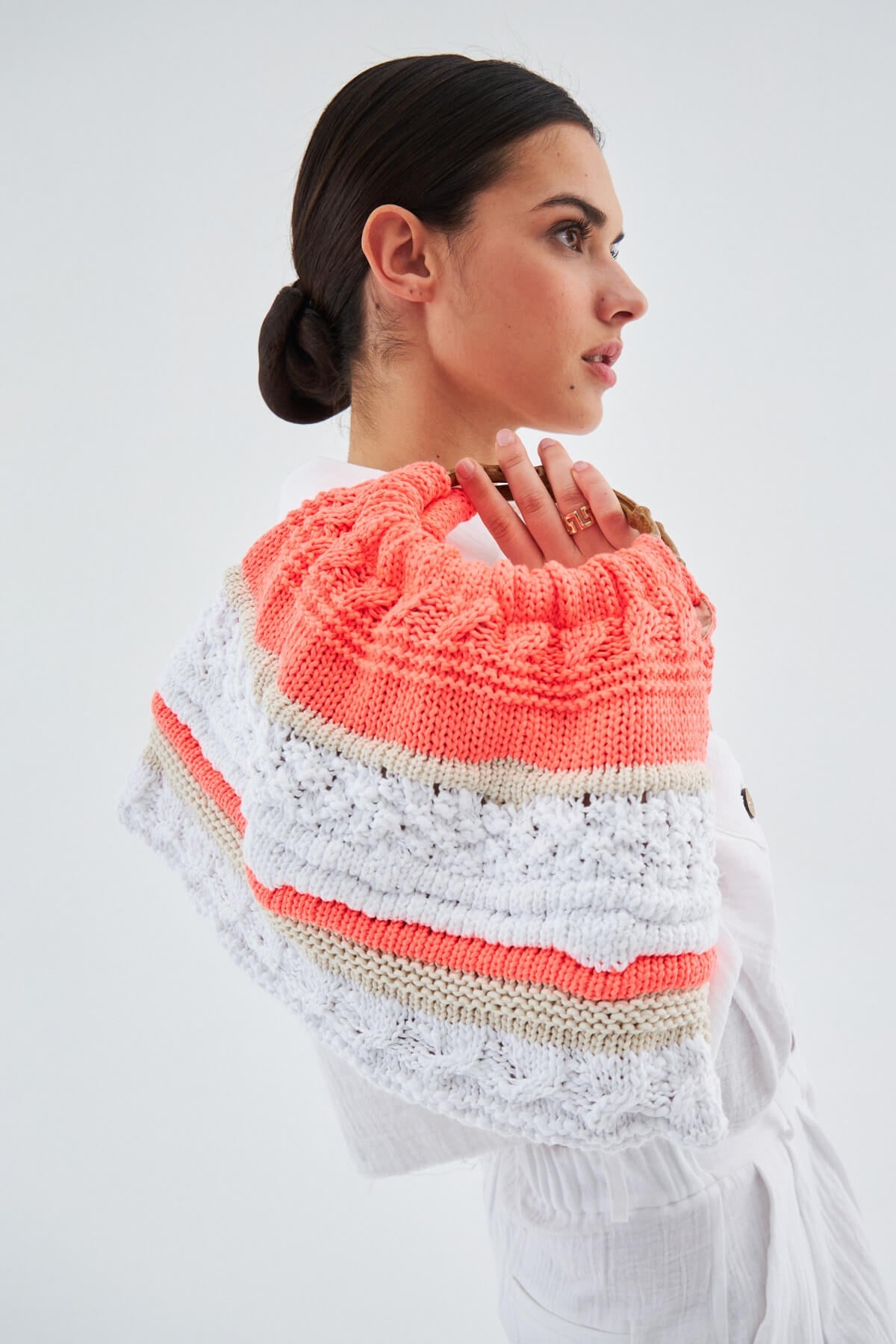 Peraluna-Joi̇ Bag Yuvarlak Saplı Yazlık Kadın Triko Çanta Neon Turuncu-El Çantası-5-Milagron.com