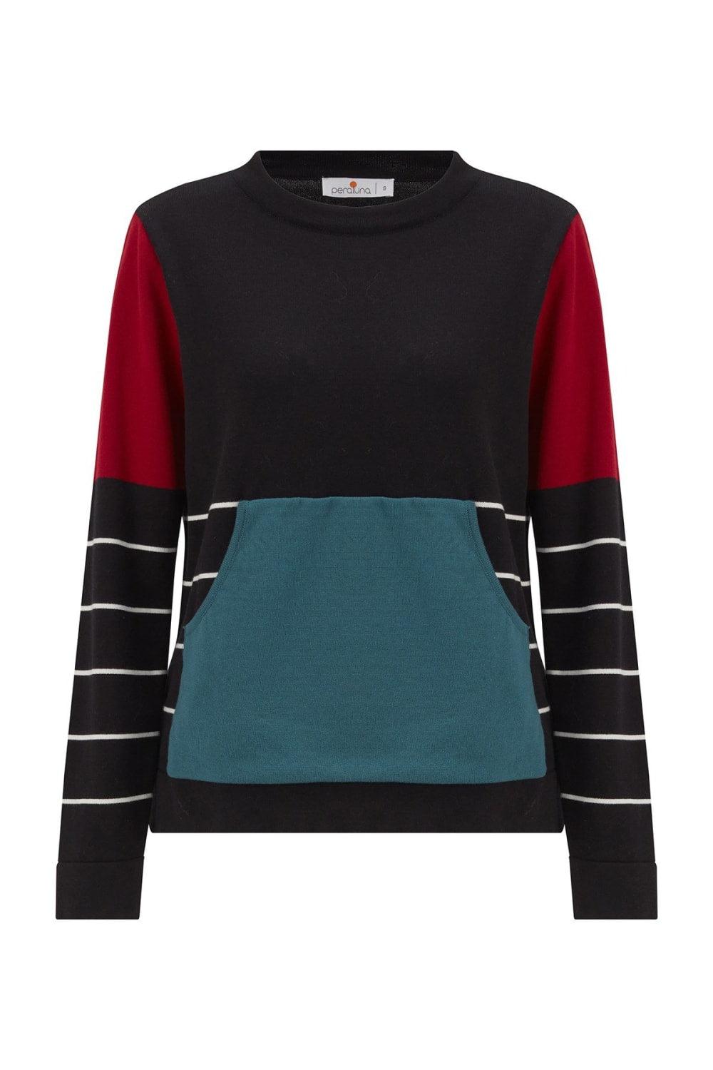 Peraluna-June Pullover %100 Pamuk Çizgili Kangru Cepli Kadın Triko Kazak -Kazak & Triko-7-Milagron.com