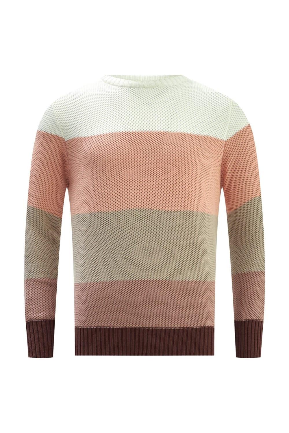 Peraluna-Kahve Rengi Geçişli Bisiklet Yaka Erkek Triko Kazak-Kazak & Triko-7-Milagron.com