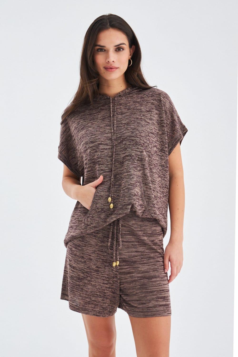 Peraluna-Kaira Blouse & Shorts Kapüşonlu Yazlık Kadın Triko Şort Takım-Şort-13-Milagron.com