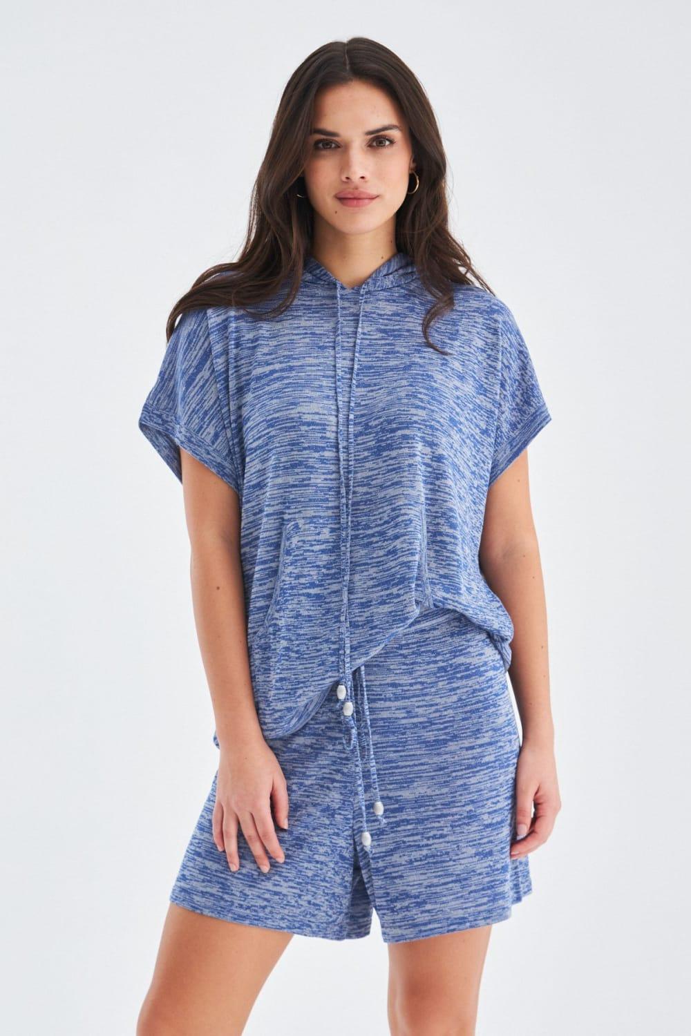 Peraluna-Kaira Blouse & Shorts Kapüşonlu Yazlık Kadın Triko Şort Takım-Şort-4-Milagron.com