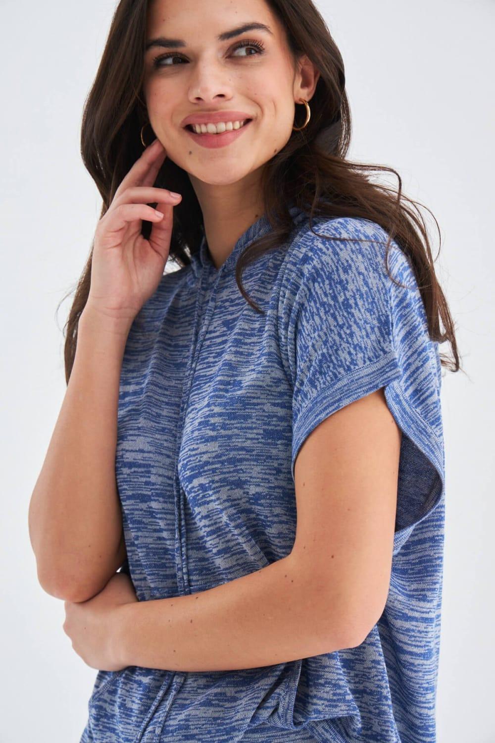 Peraluna-Kaira Blouse & Shorts Kapüşonlu Yazlık Kadın Triko Şort Takım-Şort-8-Milagron.com