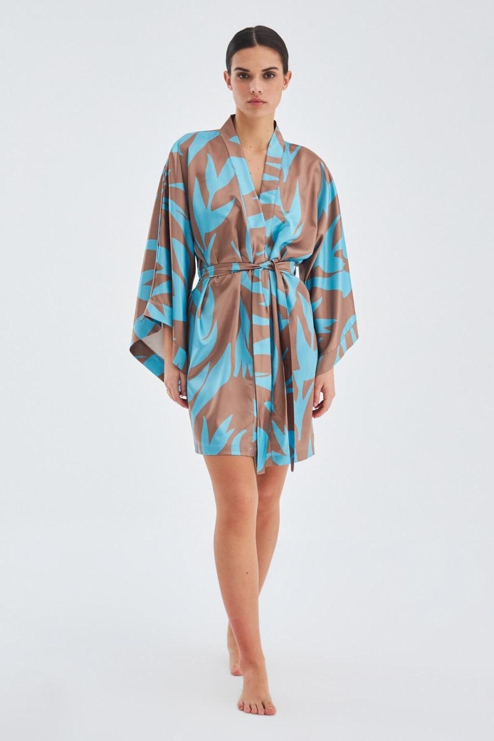 Peraluna-Kali̇nda Kimono Desenli 90 Cm Saten Yazlık Kadın Kimono-Kimono-2-Milagron.com