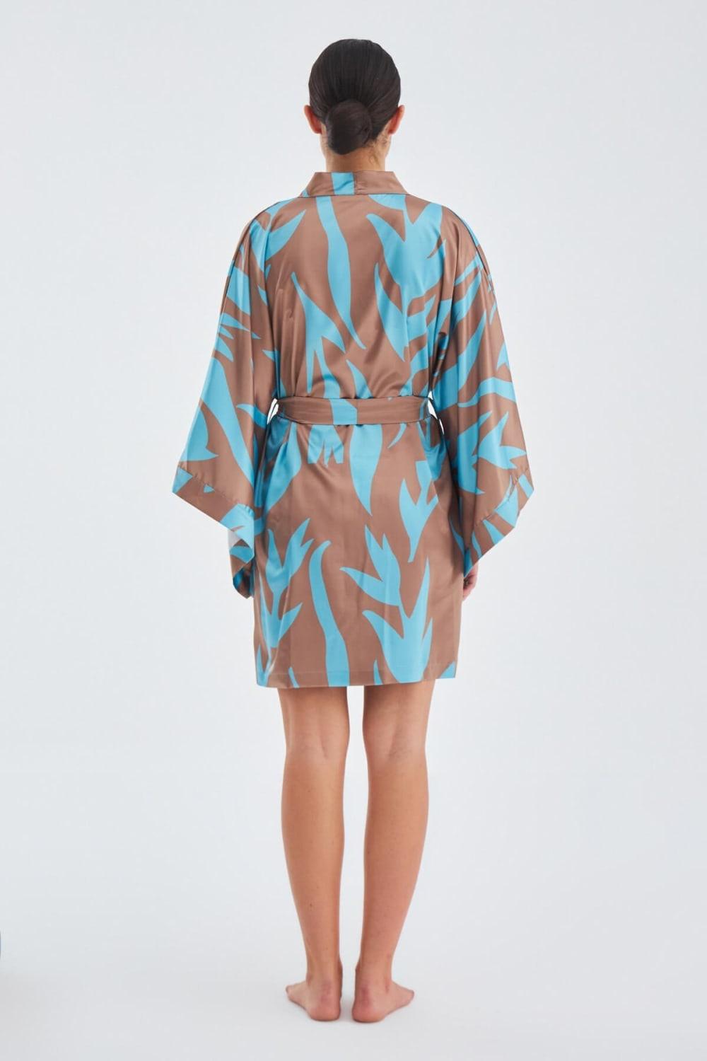 Peraluna-Kali̇nda Kimono Desenli 90 Cm Saten Yazlık Kadın Kimono-Kimono-6-Milagron.com