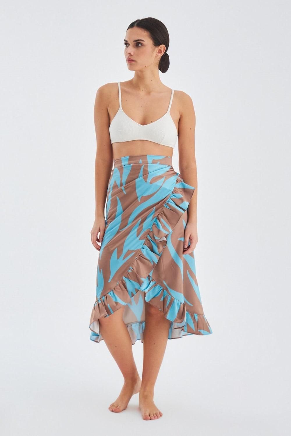 Peraluna-Kali̇nda Ski̇rt Desenli Mat Dokulu Yazlık Fırfırlı Kadın Pareo Etek-Pareo & Bandana-1-Milagron.com