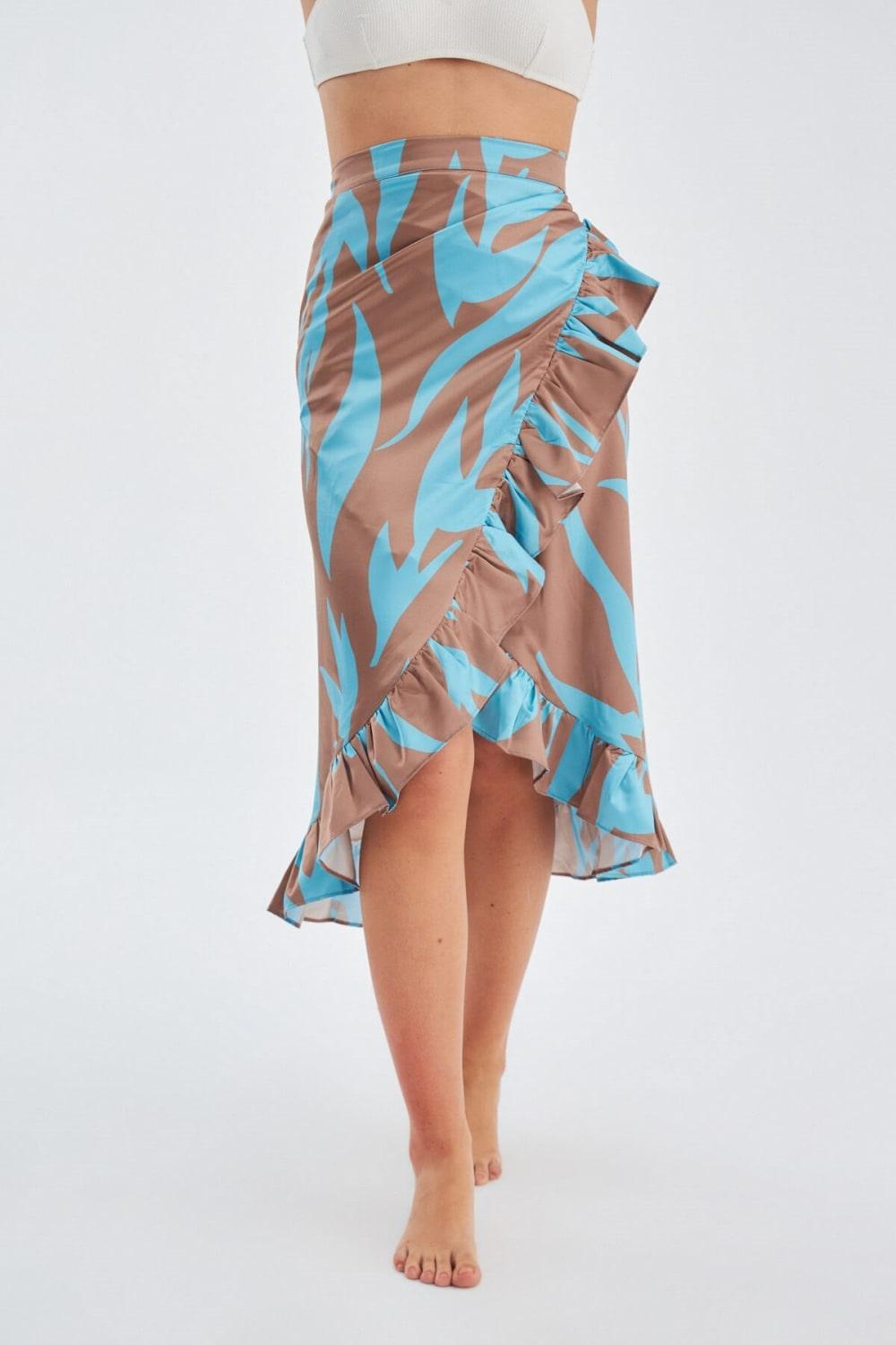 Peraluna-Kali̇nda Ski̇rt Desenli Mat Dokulu Yazlık Fırfırlı Kadın Pareo Etek-Pareo & Bandana-3-Milagron.com