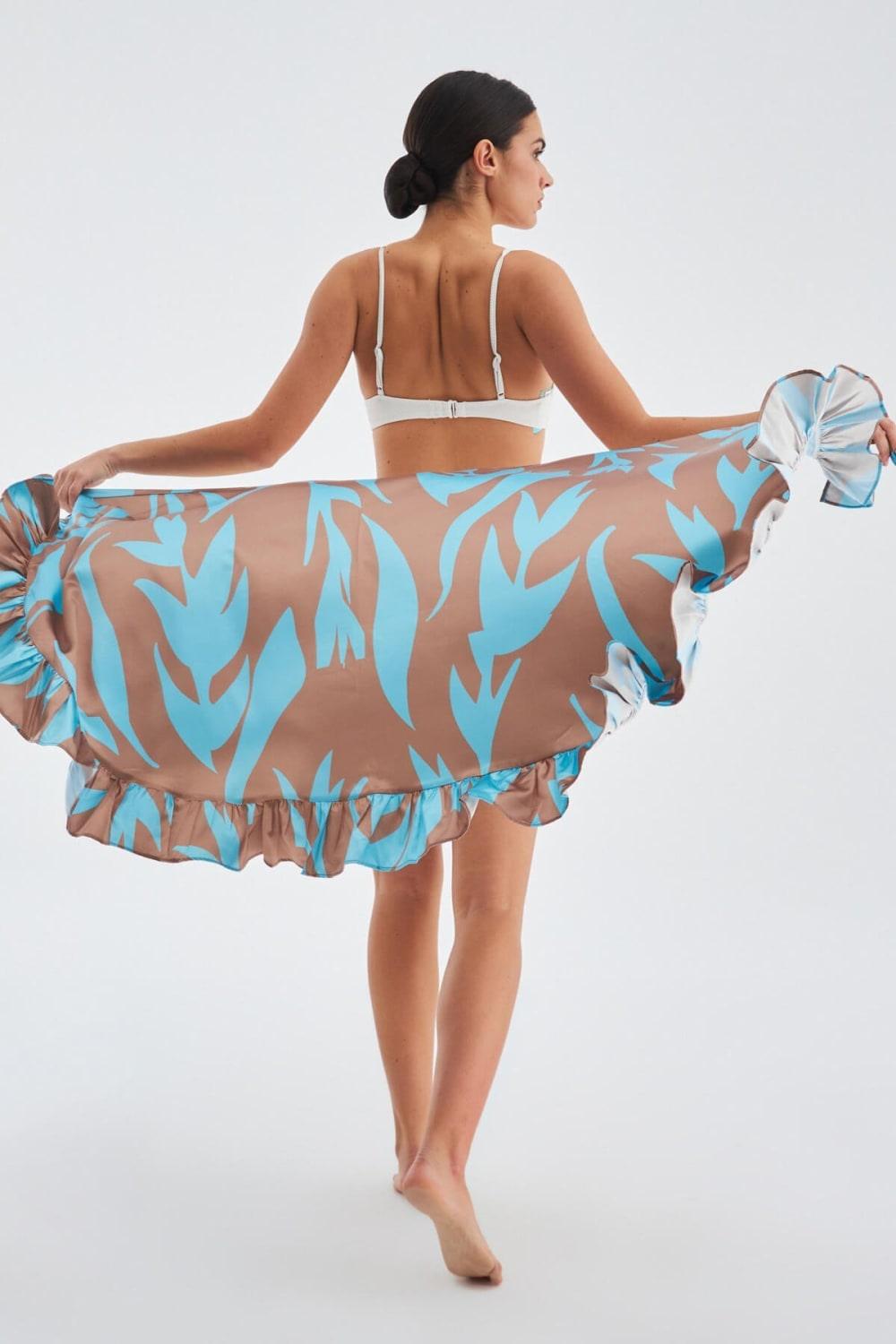 Peraluna-Kali̇nda Ski̇rt Desenli Mat Dokulu Yazlık Fırfırlı Kadın Pareo Etek-Pareo & Bandana-7-Milagron.com