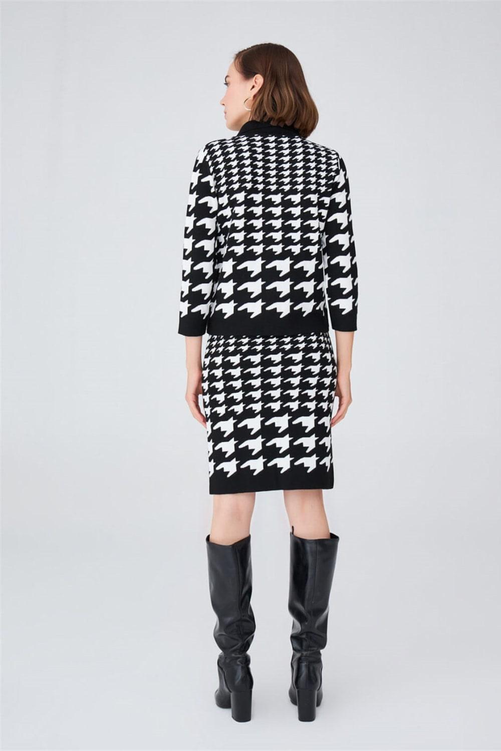 Peraluna-Kazayağı Desen Dar Kesim Mini Kadın Triko Etek-Etek-5-Milagron.com