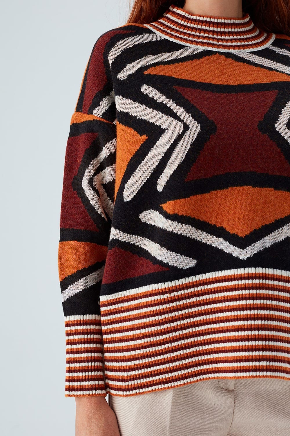 Peraluna-Kenda Pullover Etnik Jakar Desenli Yünlü Krop Kadın Triko Kazak-Kazak & Triko-6-Milagron.com