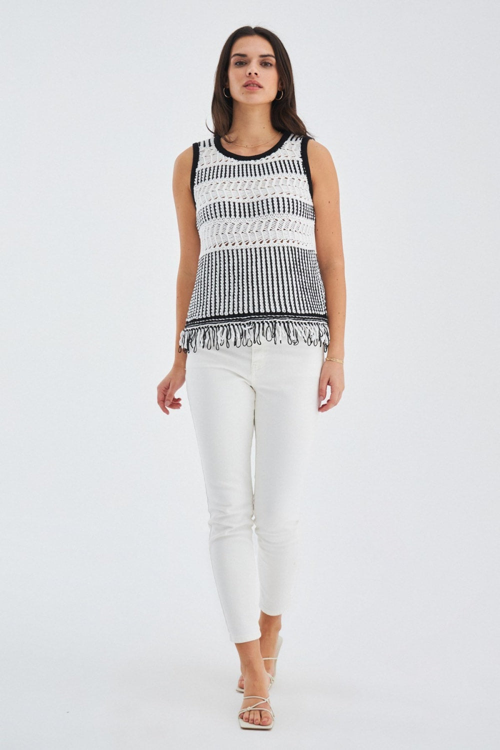 Peraluna-Kiyo Blouse Püskül Detaylı Kolsuz Yazlık Kadın Triko Bluz -Bluz-10-Milagron.com