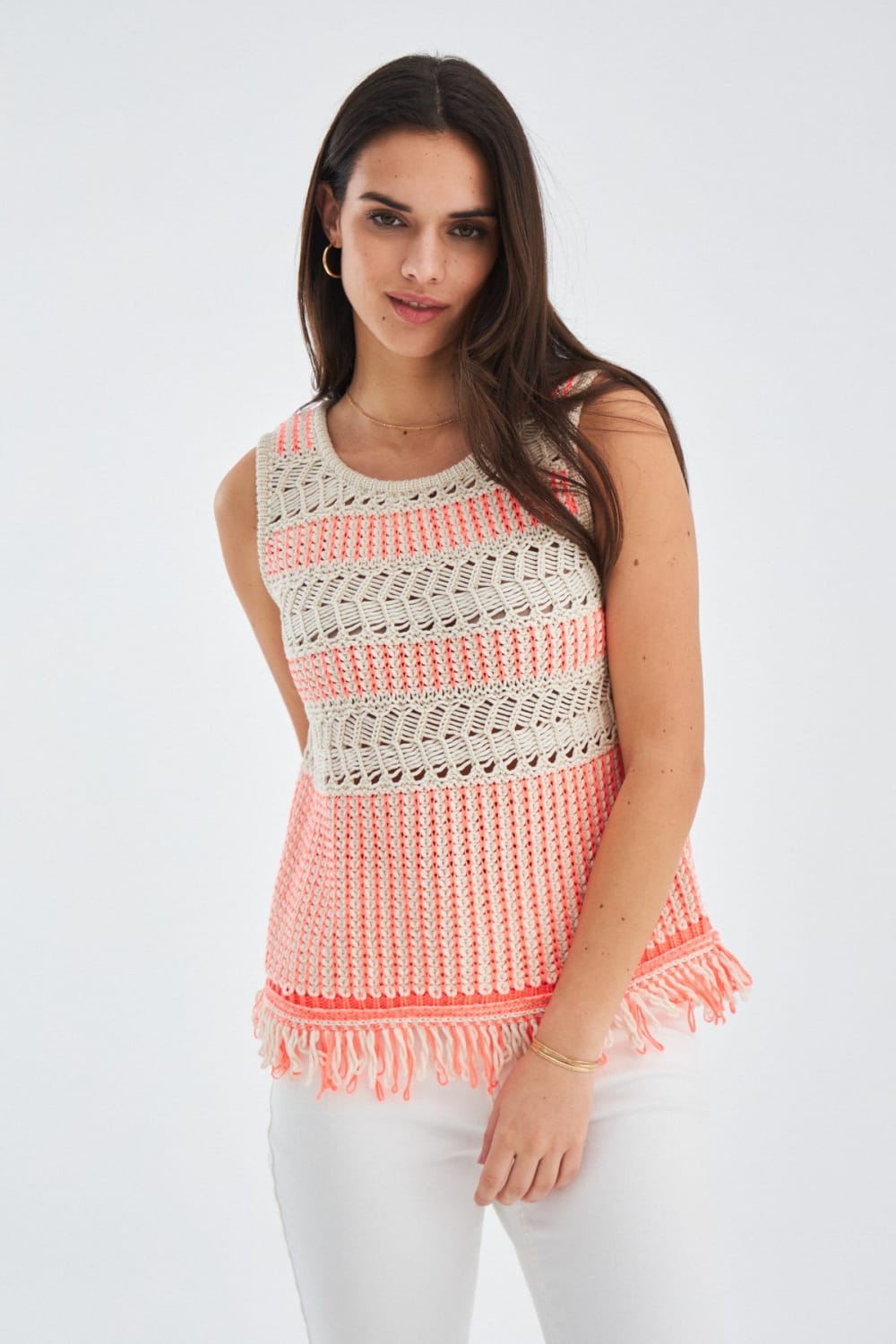 Peraluna-Kiyo Blouse Püskül Detaylı Kolsuz Yazlık Kadın Triko Bluz -Bluz-2-Milagron.com