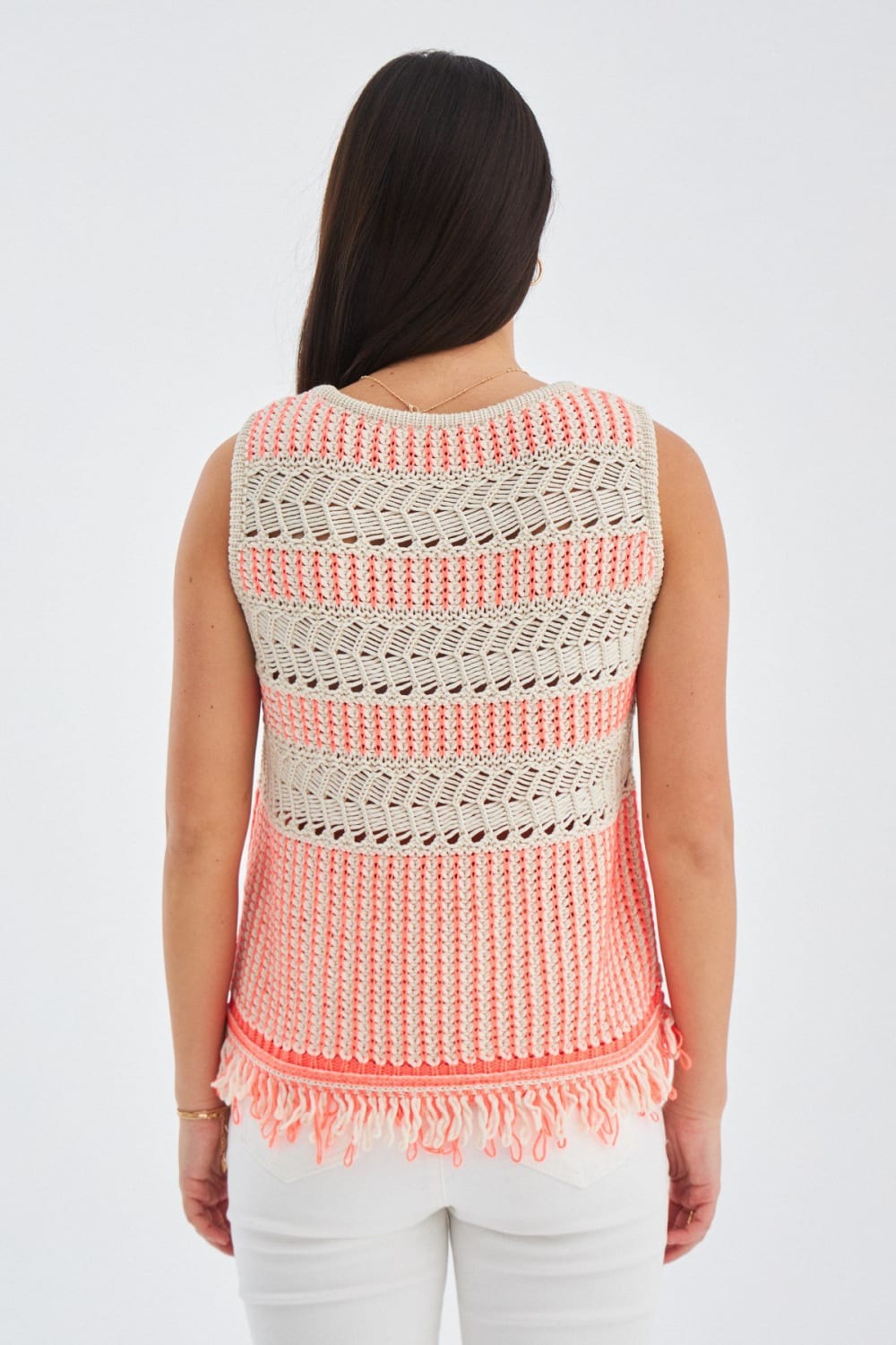 Peraluna-Kiyo Blouse Püskül Detaylı Kolsuz Yazlık Kadın Triko Bluz -Bluz-7-Milagron.com