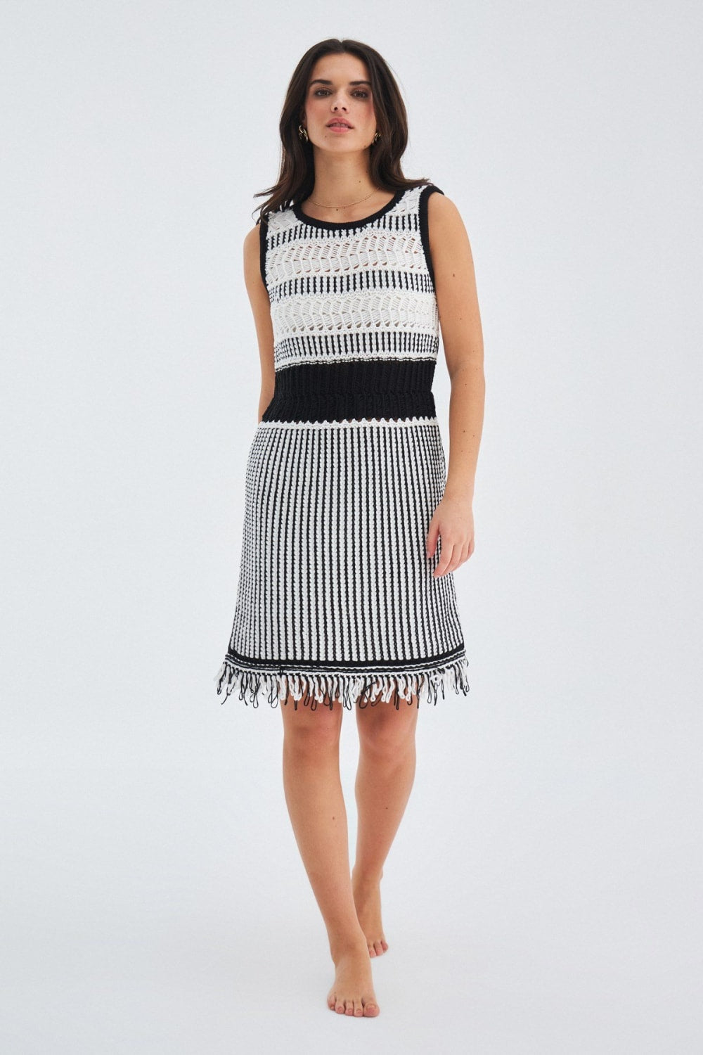 Peraluna-Ki̇yo Dress Kolsuz Pamuklu Diz Hizası Yazlık Kadın Elbise-Elbise-12-Milagron.com