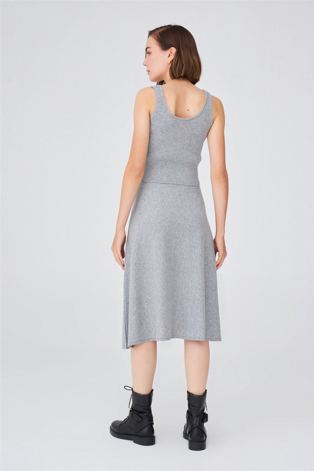 Peraluna-Kloş Kesim Kaşmir Karışım Diz Altı Triko Etek-Etek-22-Milagron.com