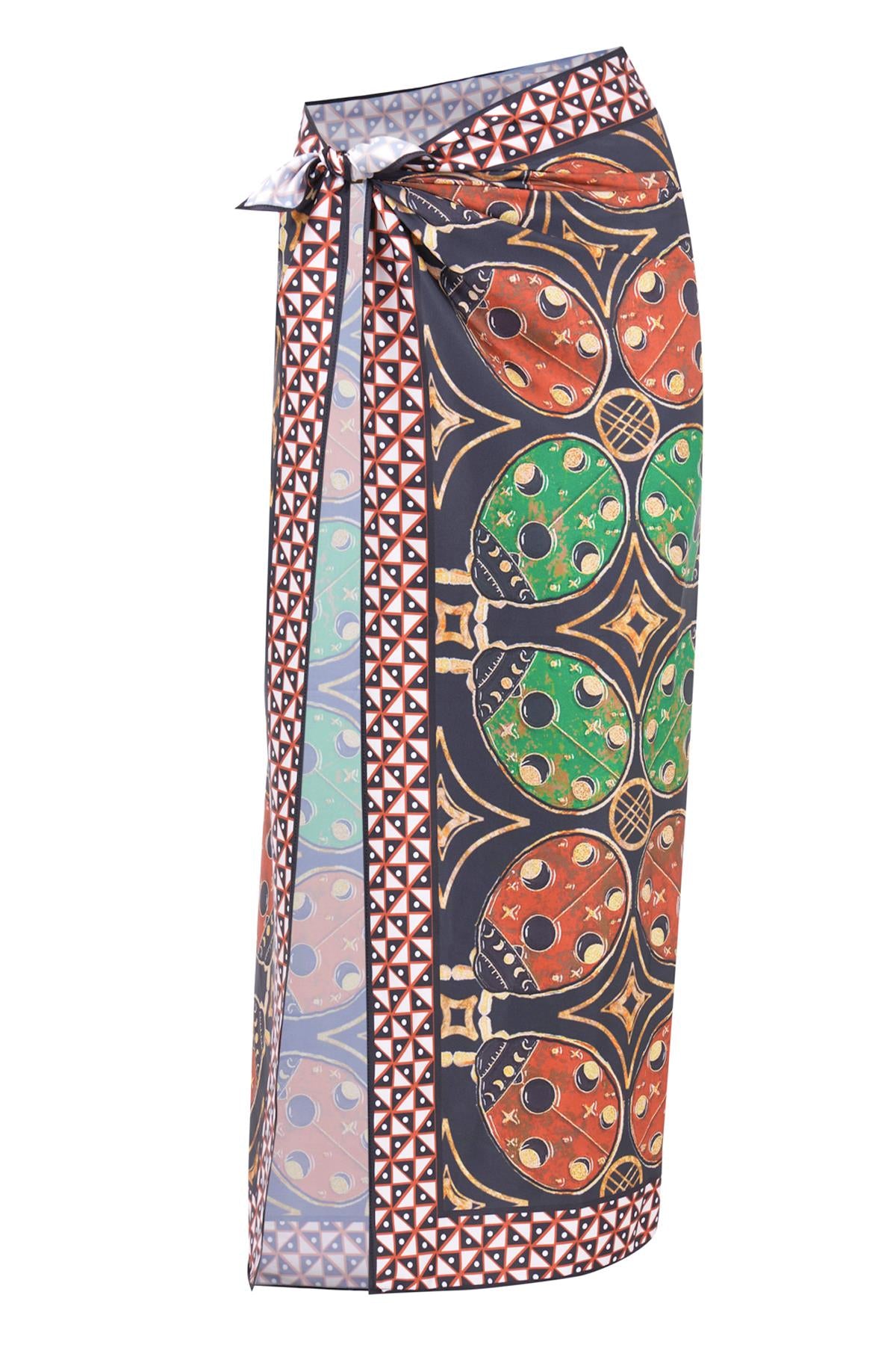 Peraluna-Ladybug Scarfe Uğurböceği Baskılı Saten Eşarp çok Renkli-Eşarp-9-Milagron.com