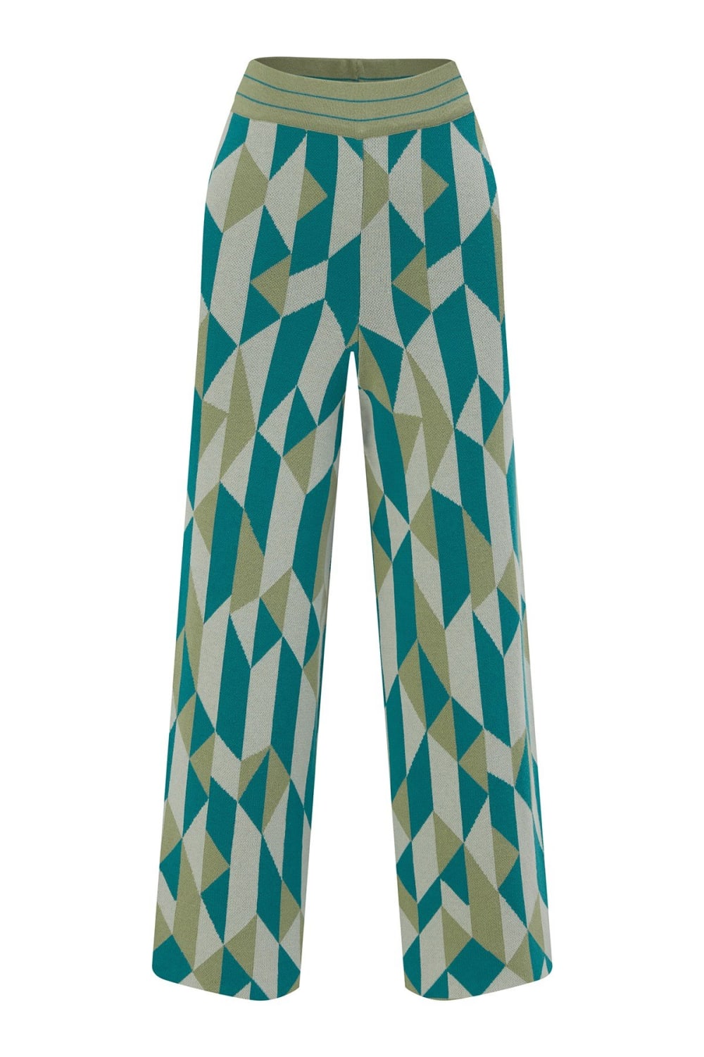Peraluna-Lena Trouser %100 Pamuk Geometrik Retro Desenli Kadın Triko Pantolon -Pantolon-9-Milagron.com