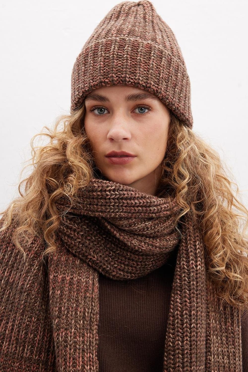 Peraluna-Loretta Beanie Melanj Kadın Triko Bere Kahve Muline-Bere-1-Milagron.com