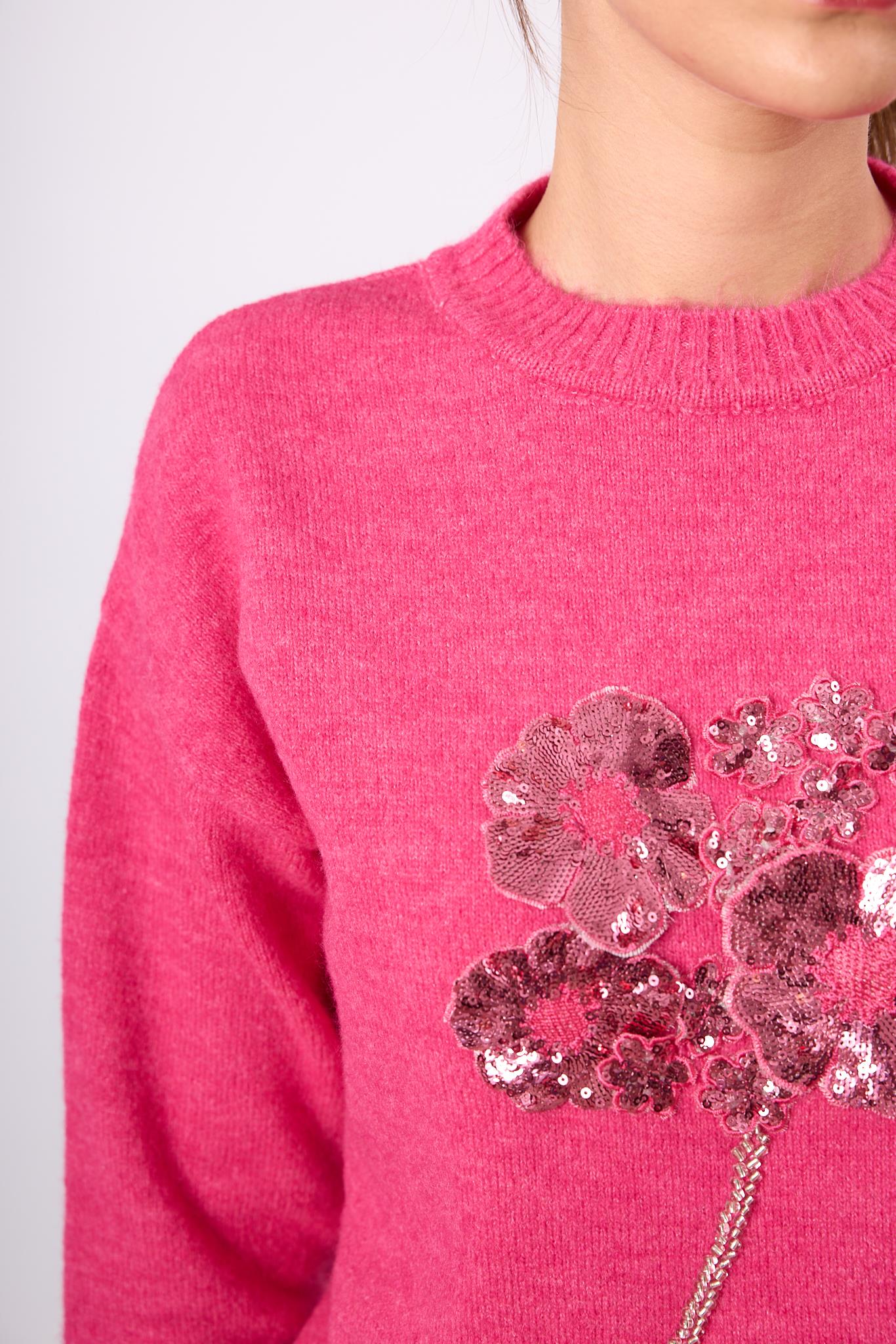 Peraluna-Lorna Boncuk İşlemeli Kadın Triko Kazak Açık Yeşil-Kazak & Triko-5-Milagron.com