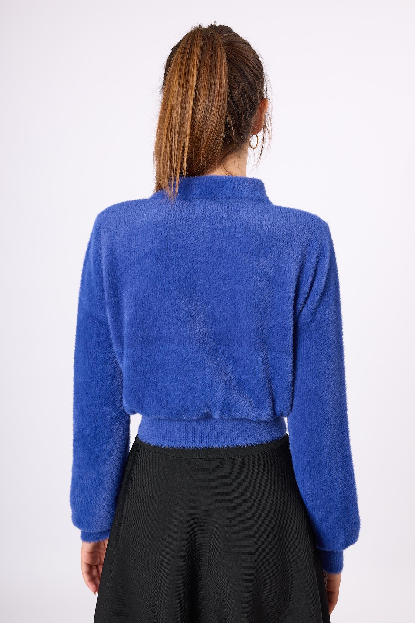 Peraluna-Lucy Krop Kesim Polo Yaka Kadın Triko Bluz-Bluz-10-Milagron.com