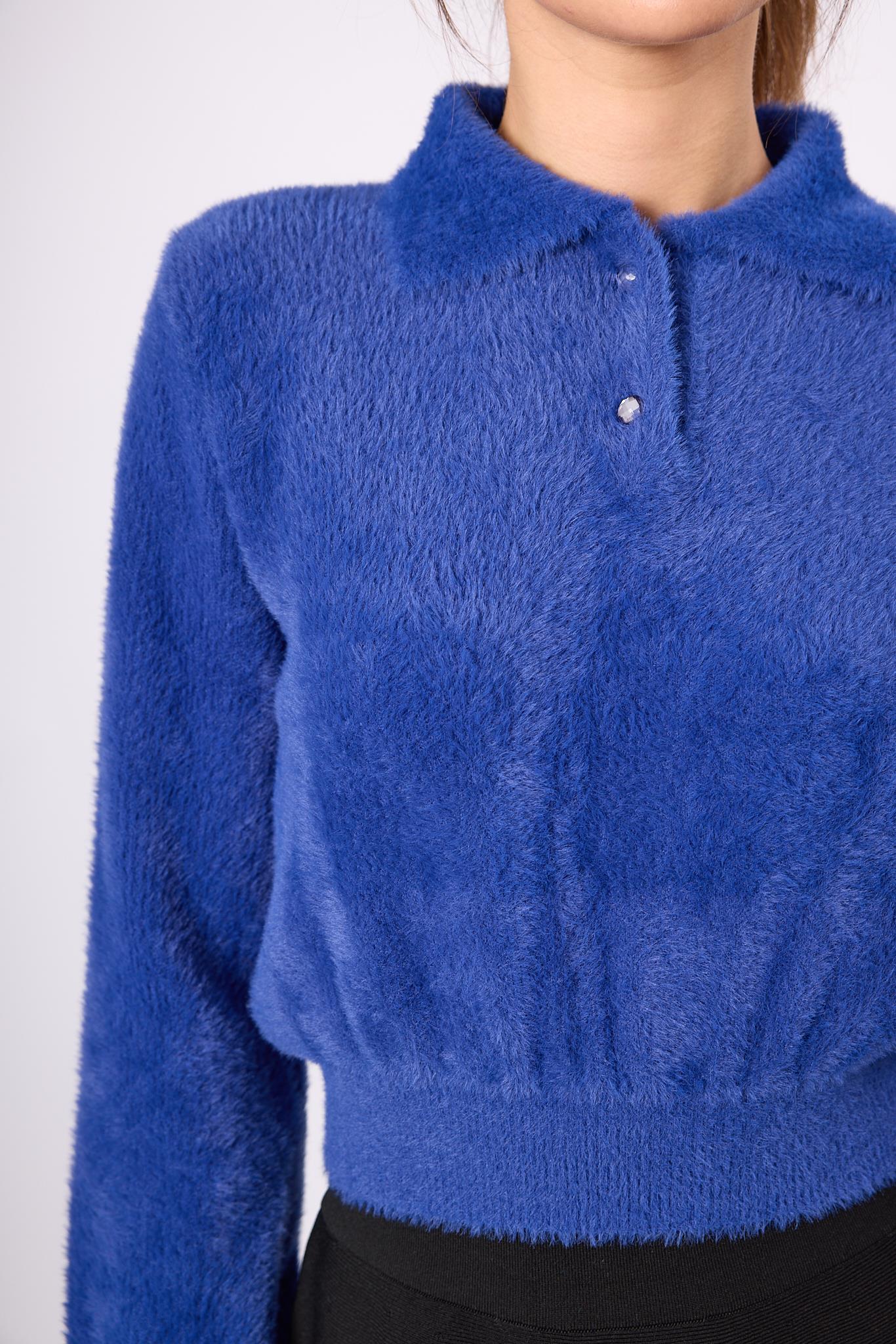 Peraluna-Lucy Krop Kesim Polo Yaka Kadın Triko Bluz-Bluz-4-Milagron.com