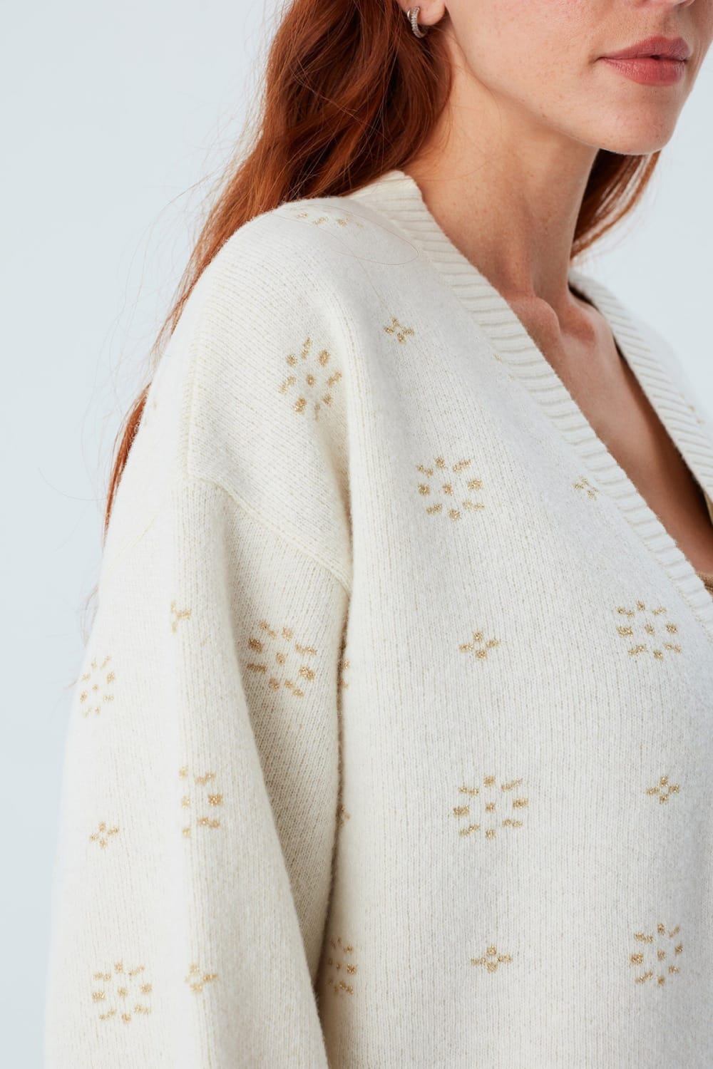 Peraluna-Lulu Cardigan Simli Kar Tanesi Desenli Uzun Kadın Triko Hırka-Kazak & Triko-2-Milagron.com