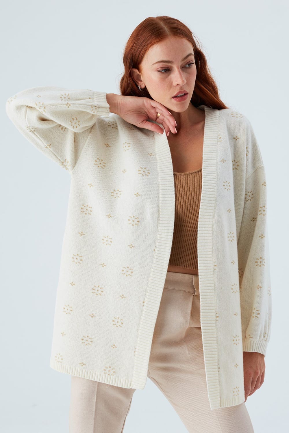 Peraluna-Lulu Cardigan Simli Kar Tanesi Desenli Uzun Kadın Triko Hırka-Kazak & Triko-8-Milagron.com