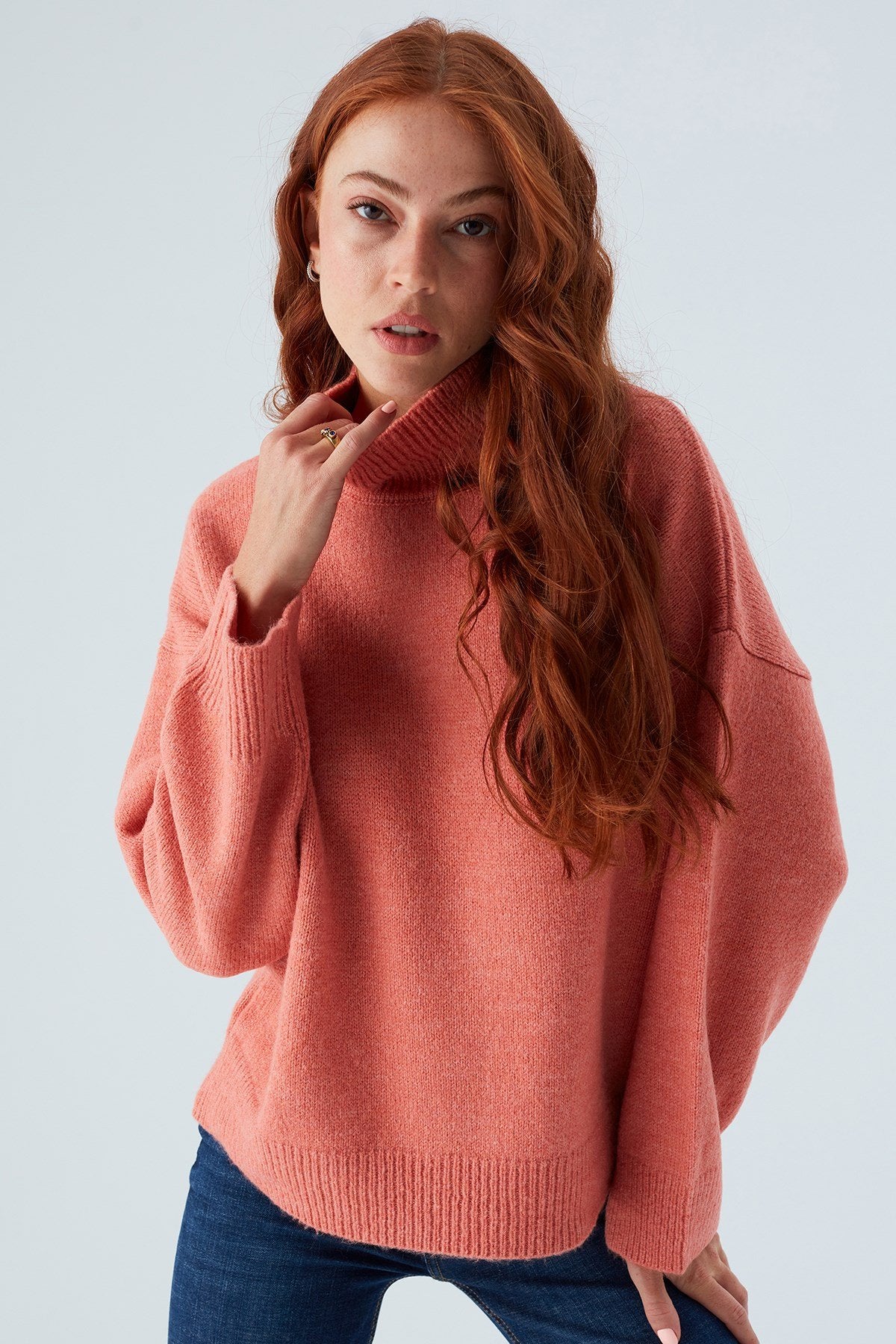 Peraluna-Macumba Pullover Balıkçı Yaka Yumuşak Dokulu Kadın Triko Kazak Koral-Kazak & Triko-4-Milagron.com