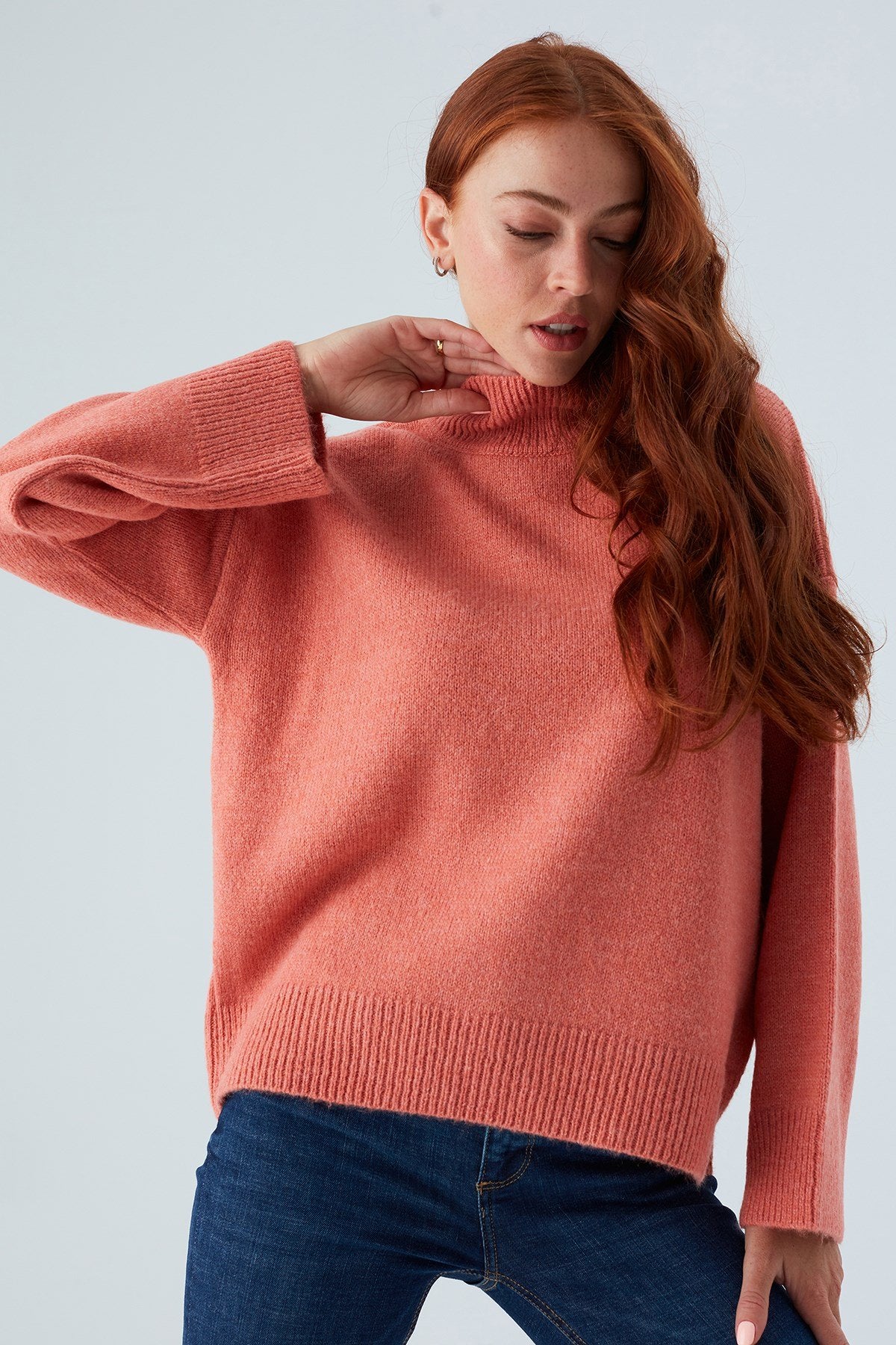 Peraluna-Macumba Pullover Balıkçı Yaka Yumuşak Dokulu Kadın Triko Kazak Koral-Kazak & Triko-6-Milagron.com