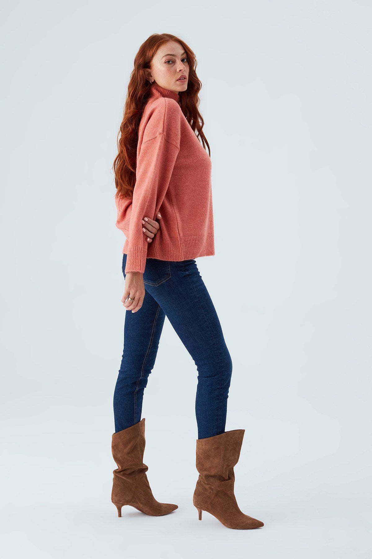 Peraluna-Macumba Pullover Balıkçı Yaka Yumuşak Dokulu Kadın Triko Kazak Koral-Kazak & Triko-7-Milagron.com