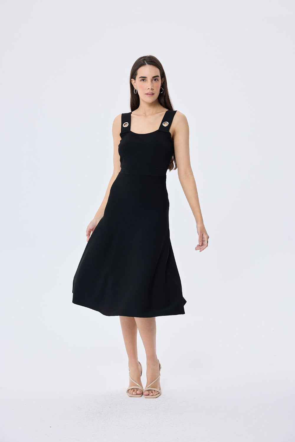 Peraluna-Madison Kadın Yazlık Rayon Triko Elbise Si̇yah-Elbise-1-Milagron.com