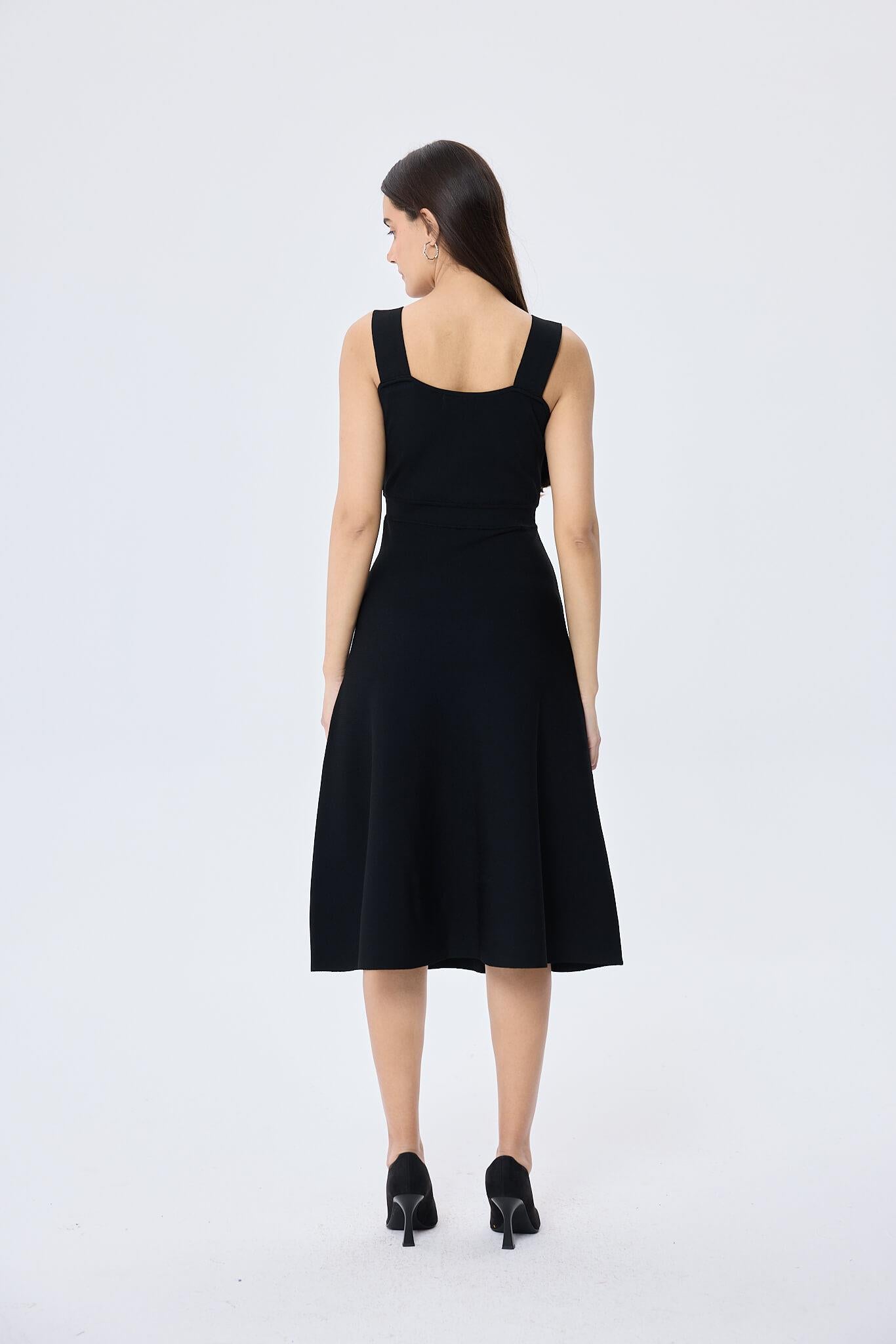 Peraluna-Madison Kadın Yazlık Rayon Triko Elbise Si̇yah-Elbise-9-Milagron.com