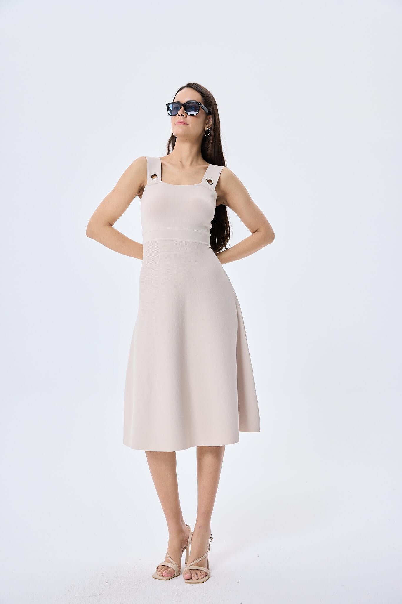 Peraluna-Madison Kadın Yazlık Rayon Triko Elbise Taş-Elbise-2-Milagron.com