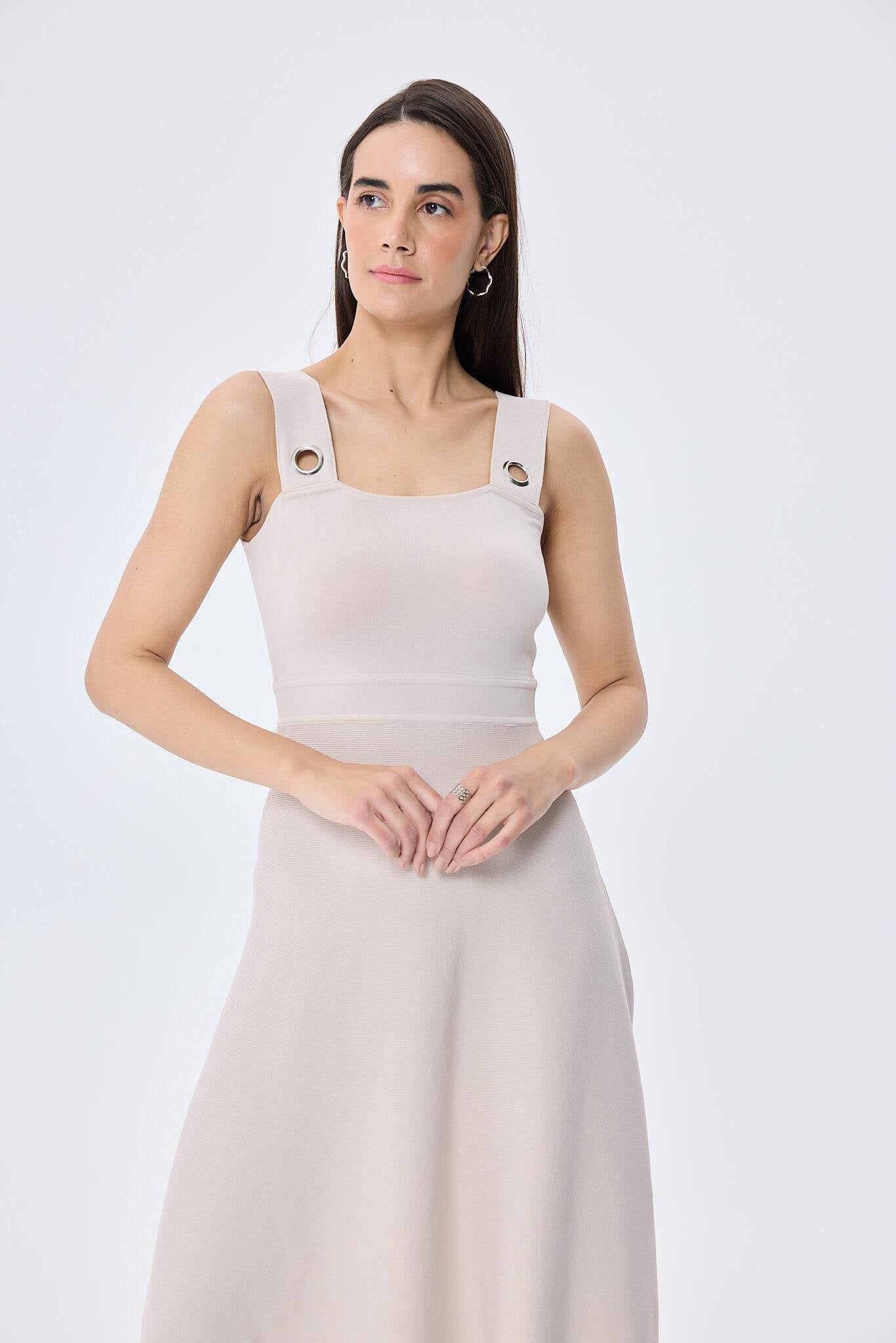 Peraluna-Madison Kadın Yazlık Rayon Triko Elbise Taş-Elbise-5-Milagron.com