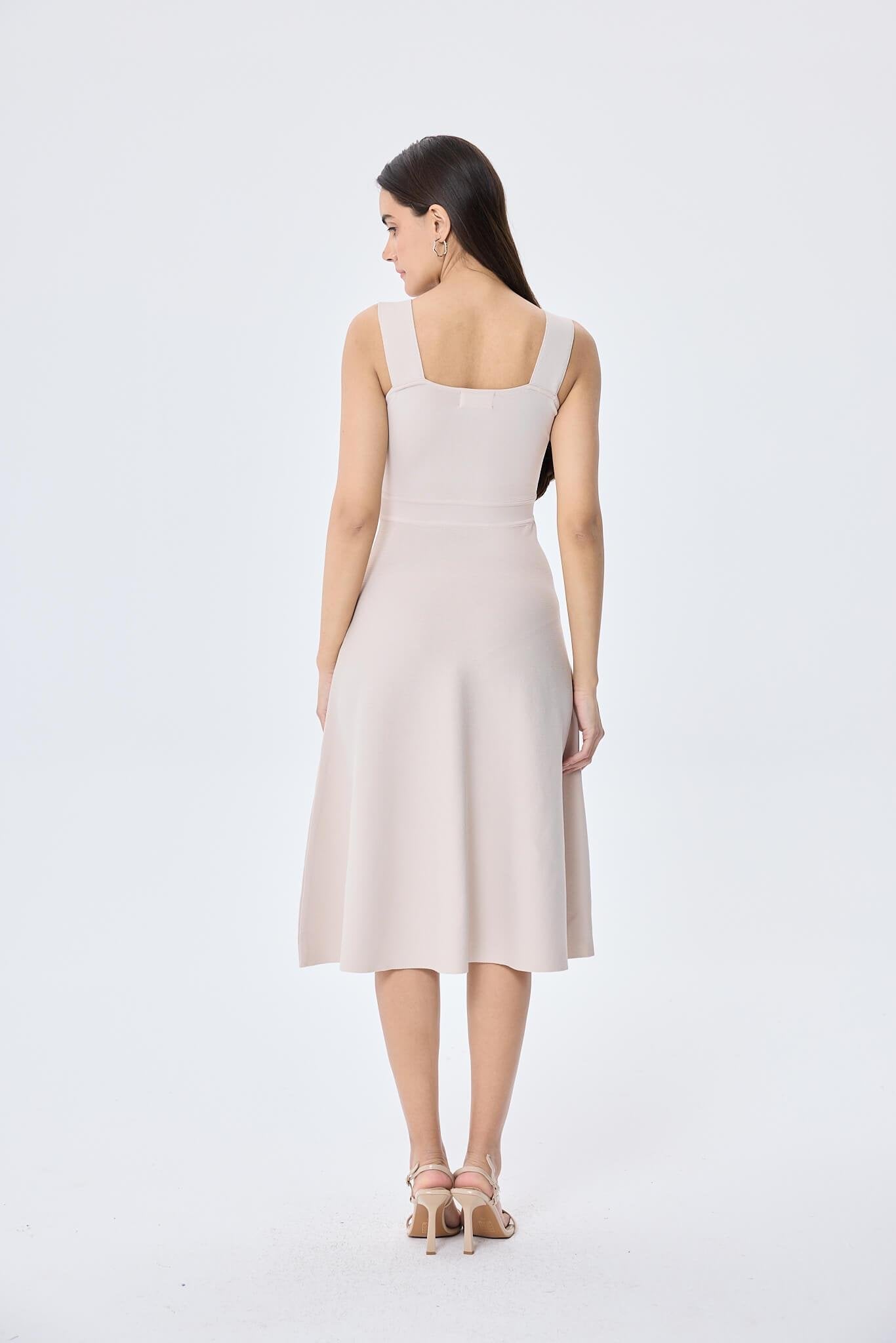 Peraluna-Madison Kadın Yazlık Rayon Triko Elbise Taş-Elbise-9-Milagron.com