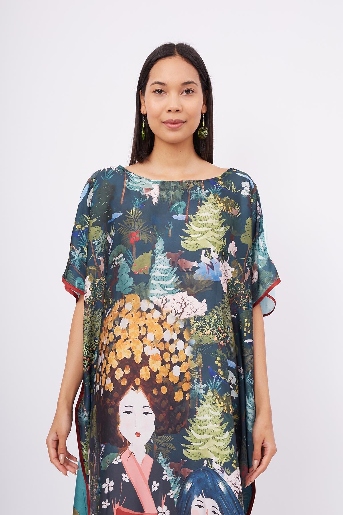 Peraluna-Magic Moments Long Dress Anne Kız Baskılı 130 Cm Uzun Saten Kolsuz Elbise-Elbise-2-Milagron.com