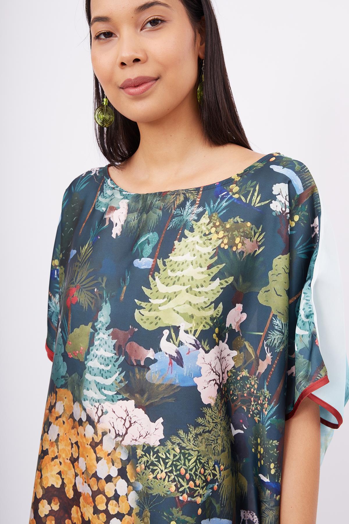 Peraluna-Magic Moments Long Dress Anne Kız Baskılı 130 Cm Uzun Saten Kolsuz Elbise-Elbise-4-Milagron.com