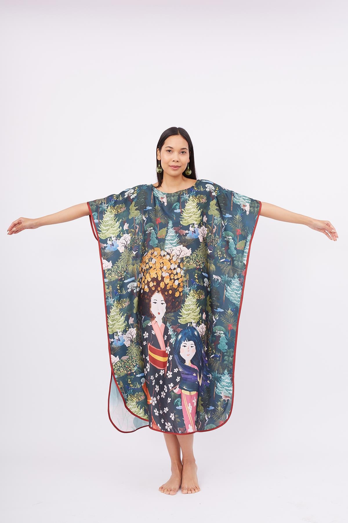 Peraluna-Magic Moments Long Dress Anne Kız Baskılı 130 Cm Uzun Saten Kolsuz Elbise-Elbise-6-Milagron.com