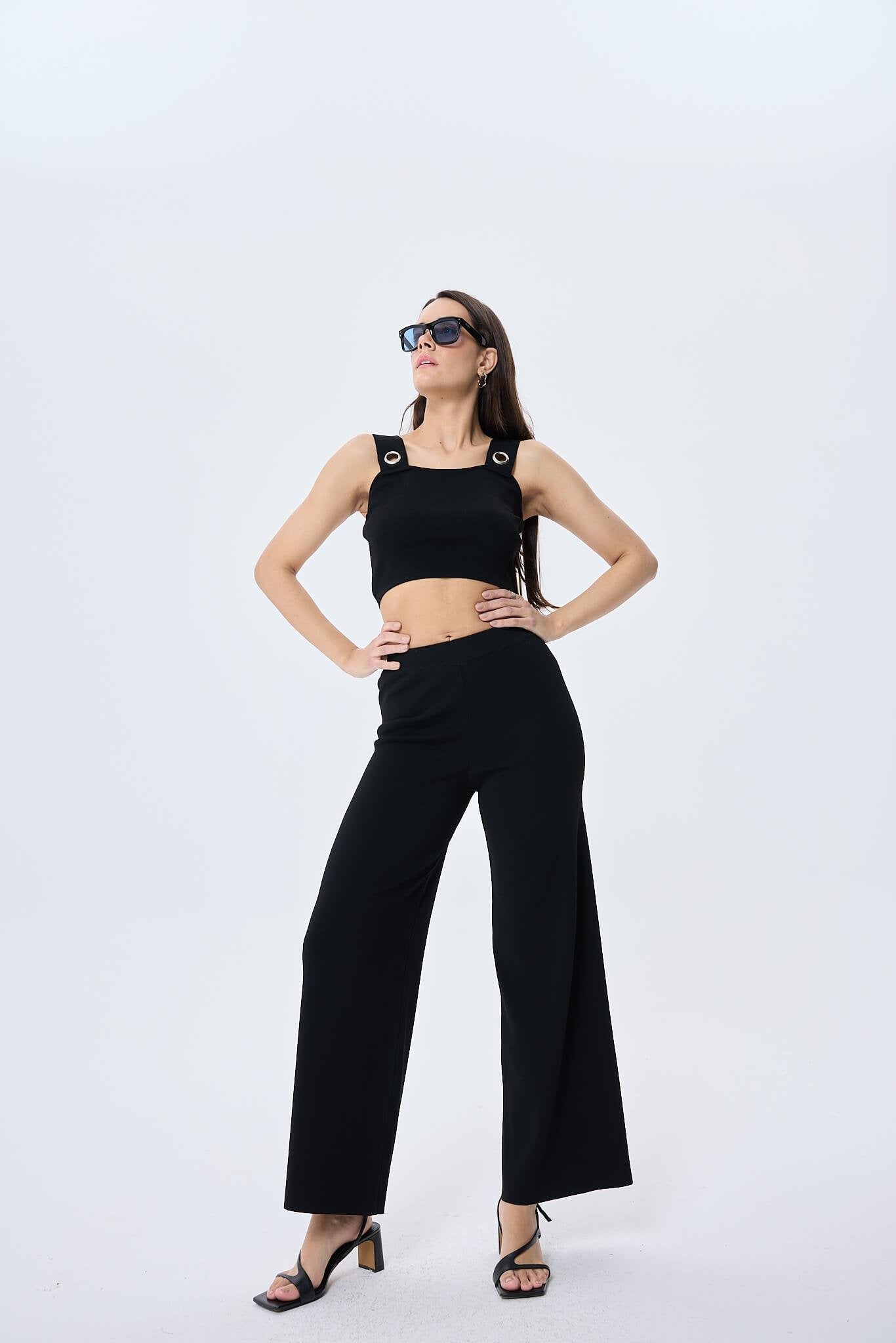 Peraluna-Martha, Düz örgü, Geniş Askılı Kadın Rayon Triko Bralet Si̇yah-Bralet-2-Milagron.com