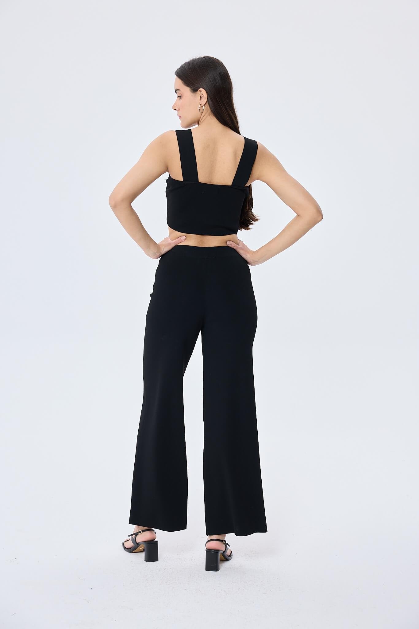 Peraluna-Martha, Düz örgü, Geniş Askılı Kadın Rayon Triko Bralet Si̇yah-Bralet-7-Milagron.com