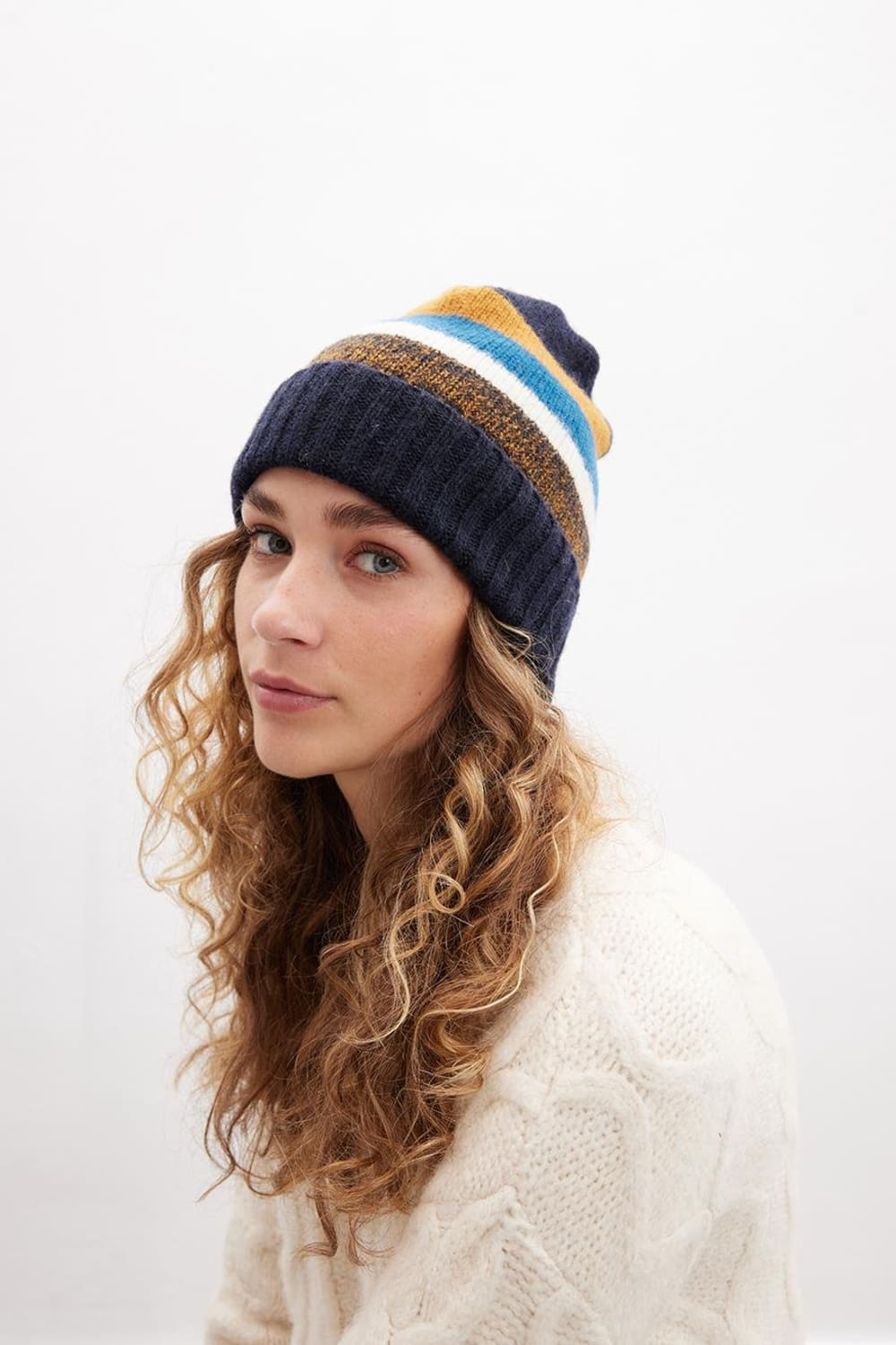 Peraluna-Melody Beanie Çizgili Bere Triko Şapka Multi-Bere-1-Milagron.com