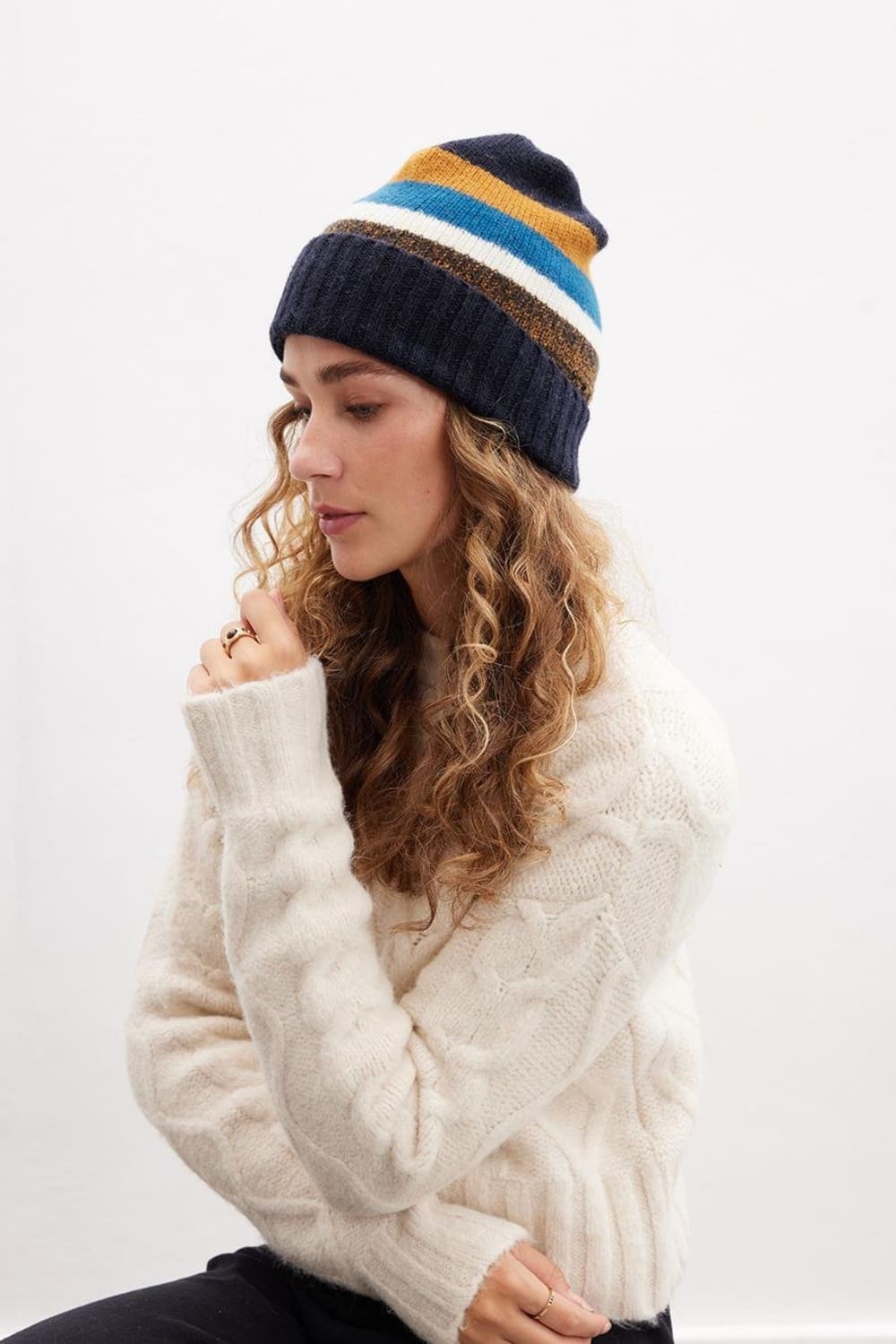 Peraluna-Melody Beanie Çizgili Bere Triko Şapka Multi-Bere-2-Milagron.com