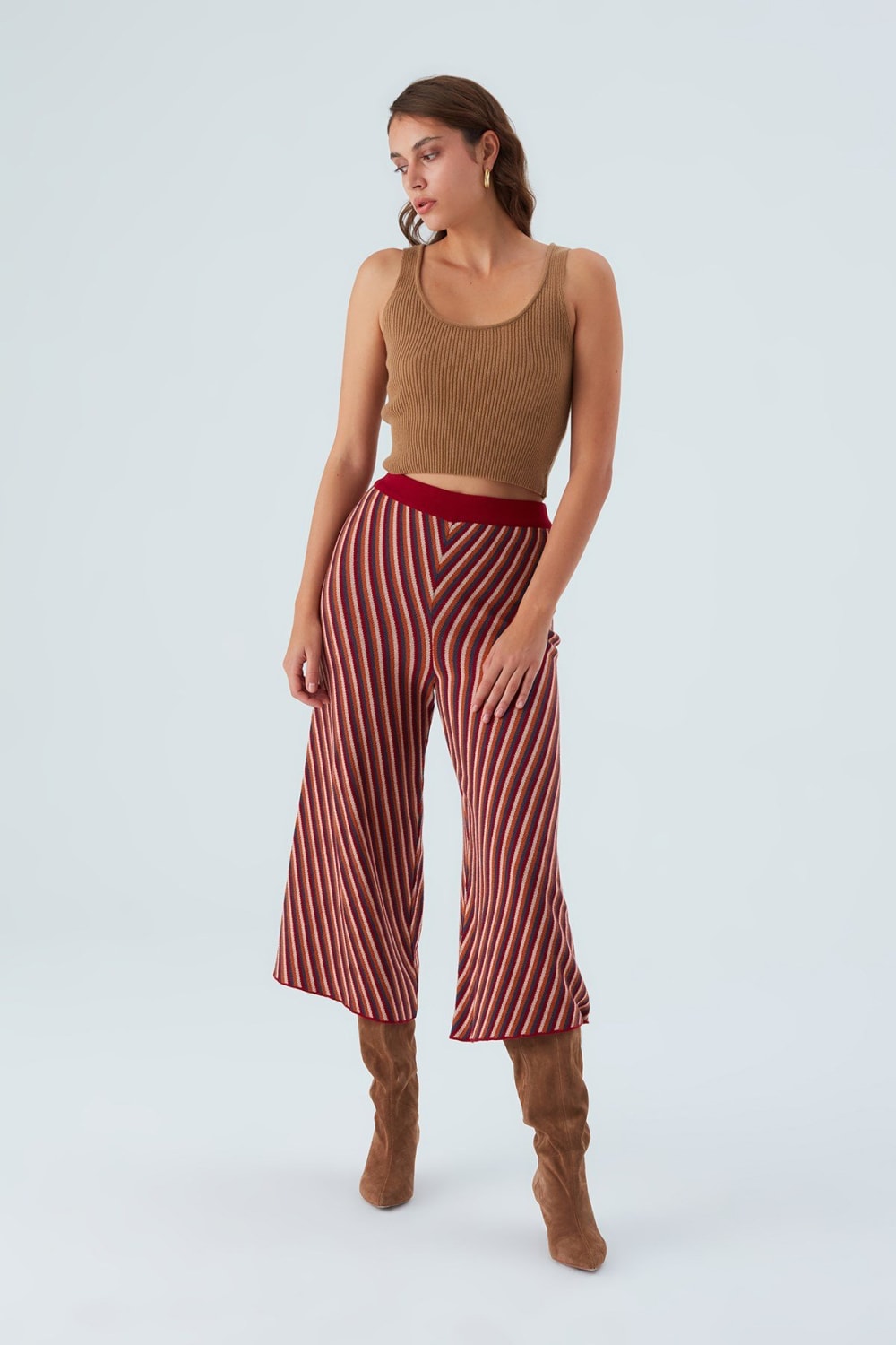 Peraluna-Mentha Trouser Etnik Jakar Çizgili Kadın Triko Pantolon -Pantolon-3-Milagron.com